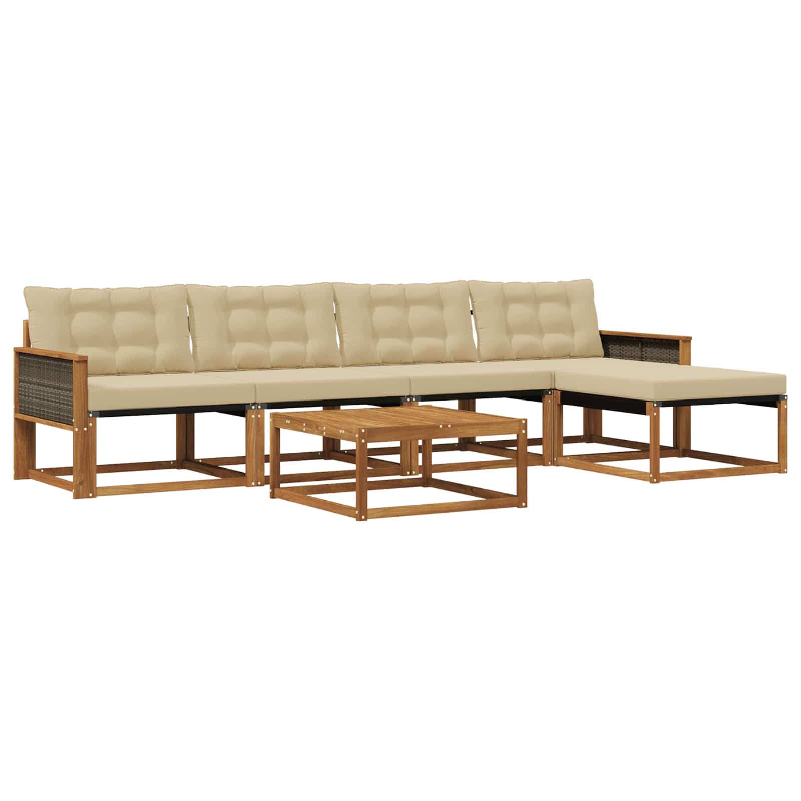 Outdoor-Sofagarnitur mit Kissen 6 pcs Natur und Beige