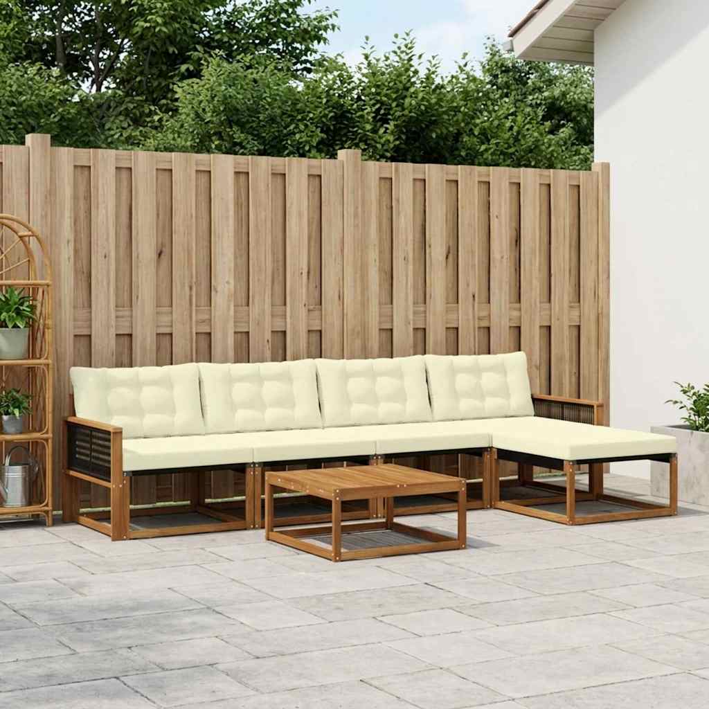 Outdoor-Sofagarnitur mit Kissen 6 pcs Natur und Creme