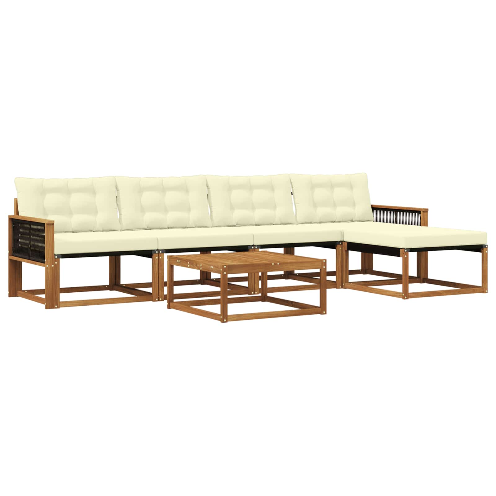 Outdoor-Sofagarnitur mit Kissen 6 pcs Natur und Creme
