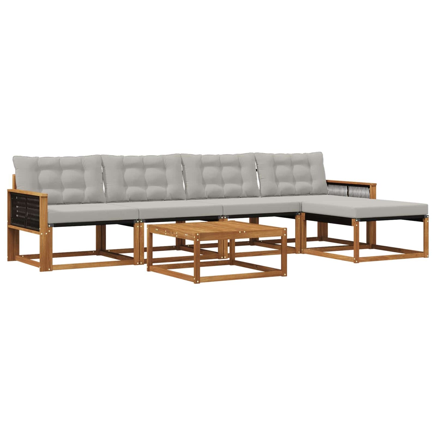Outdoor-Sofagarnitur mit Kissen 6 pcs Natürlich und Hellgrau
