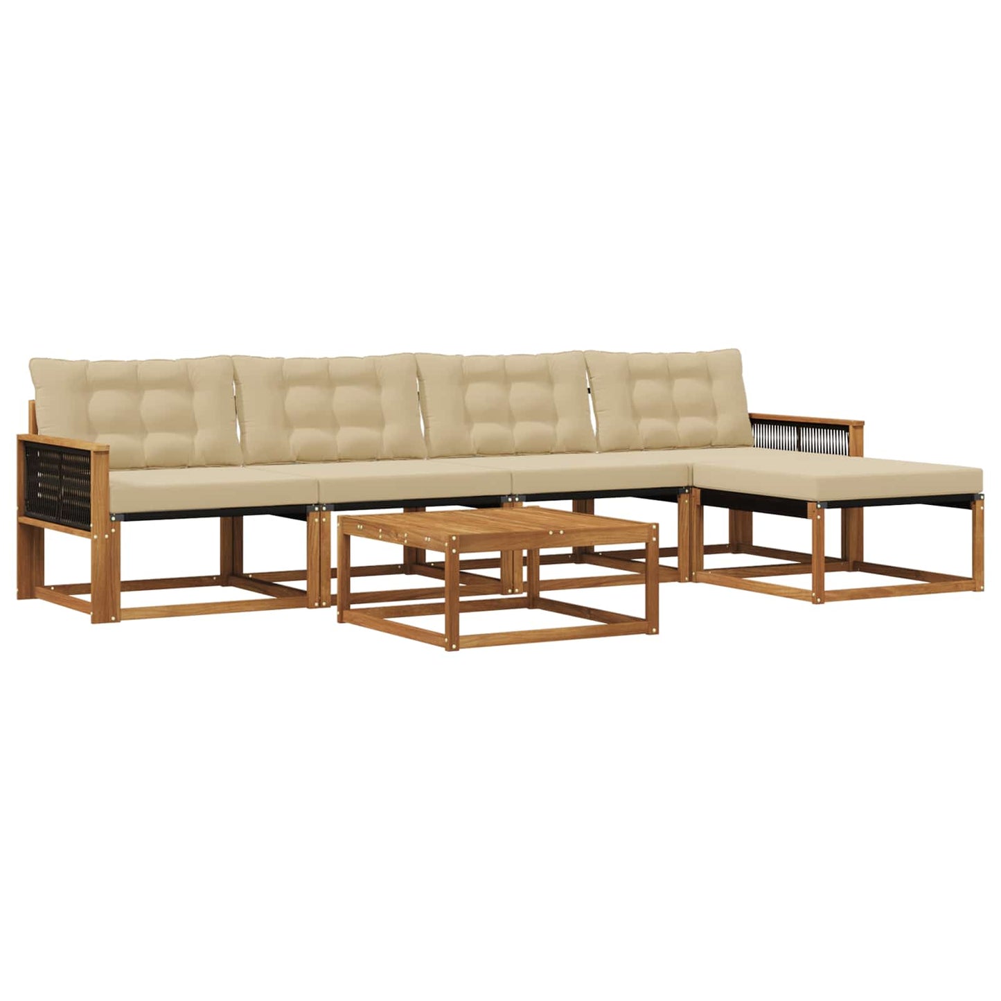 Outdoor-Sofagarnitur mit Kissen 6 pcs Natur und Beige