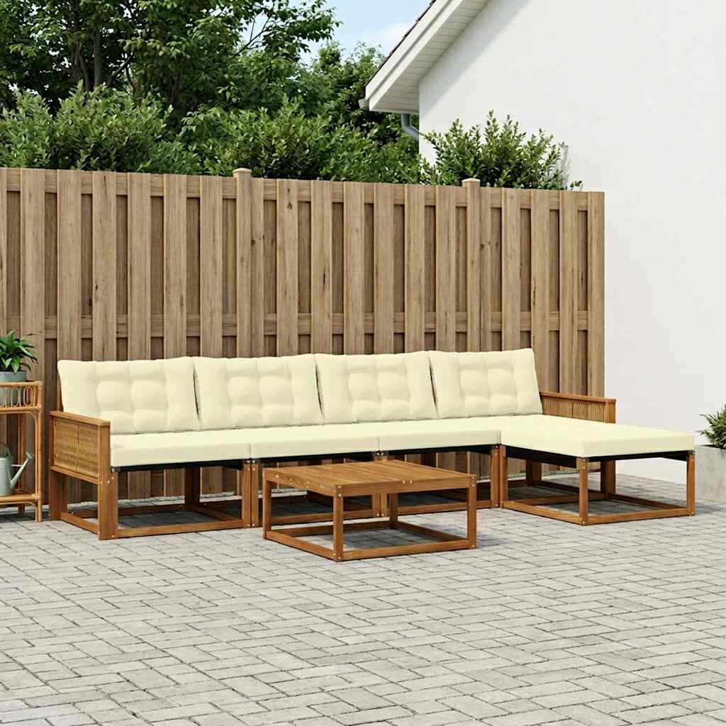 Outdoor-Sofagarnitur mit Kissen 6 pcs Natur und Creme