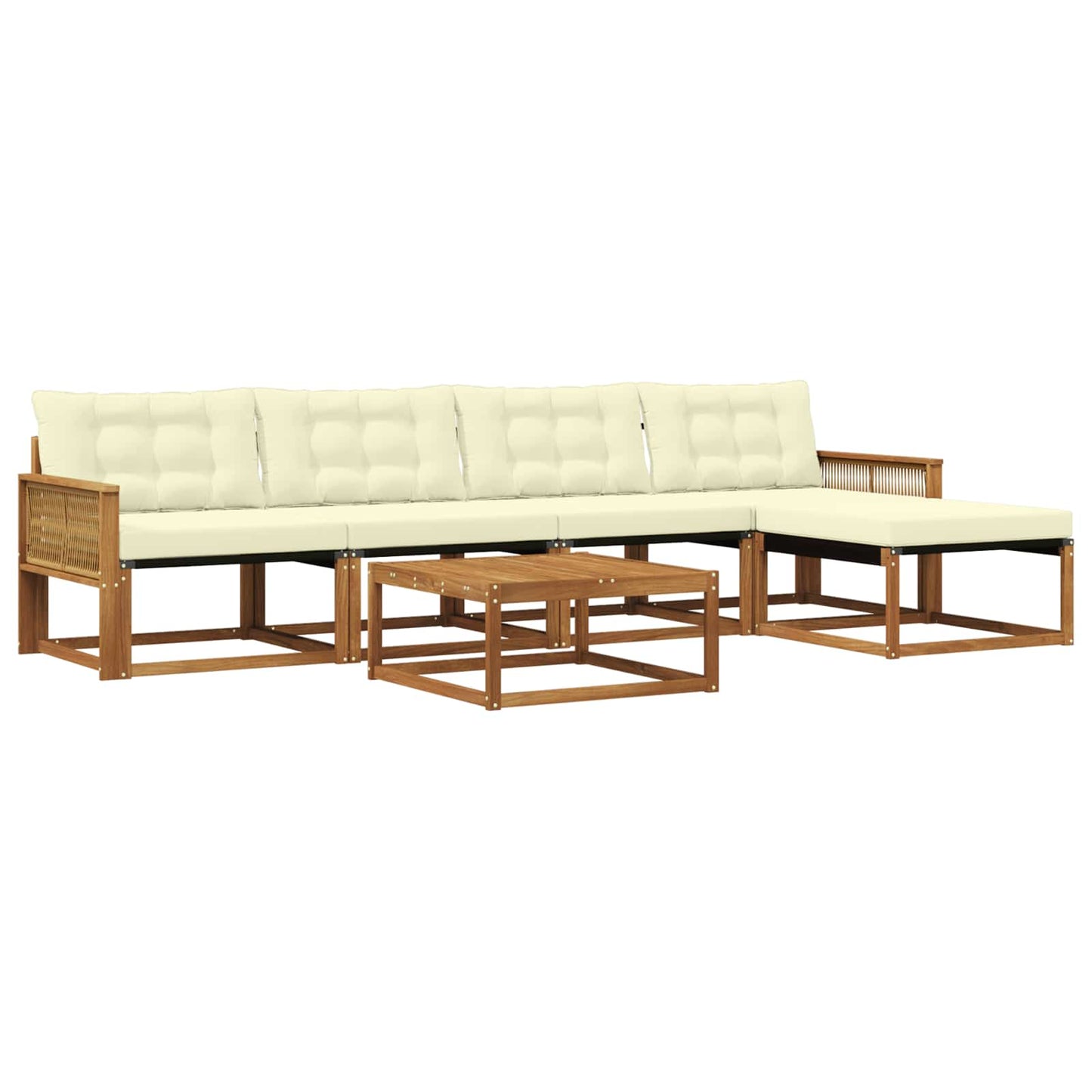 Outdoor-Sofagarnitur mit Kissen 6 pcs Natur und Creme