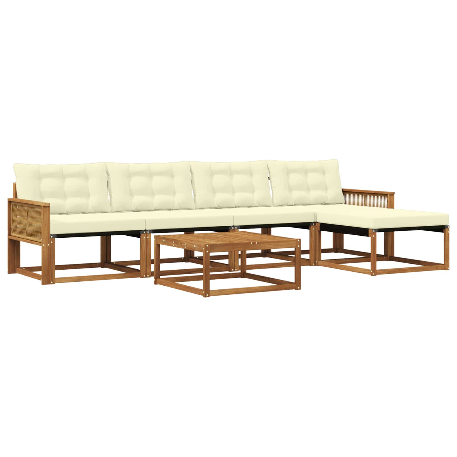 Outdoor-Sofagarnitur mit Kissen 6 pcs Natur und Creme