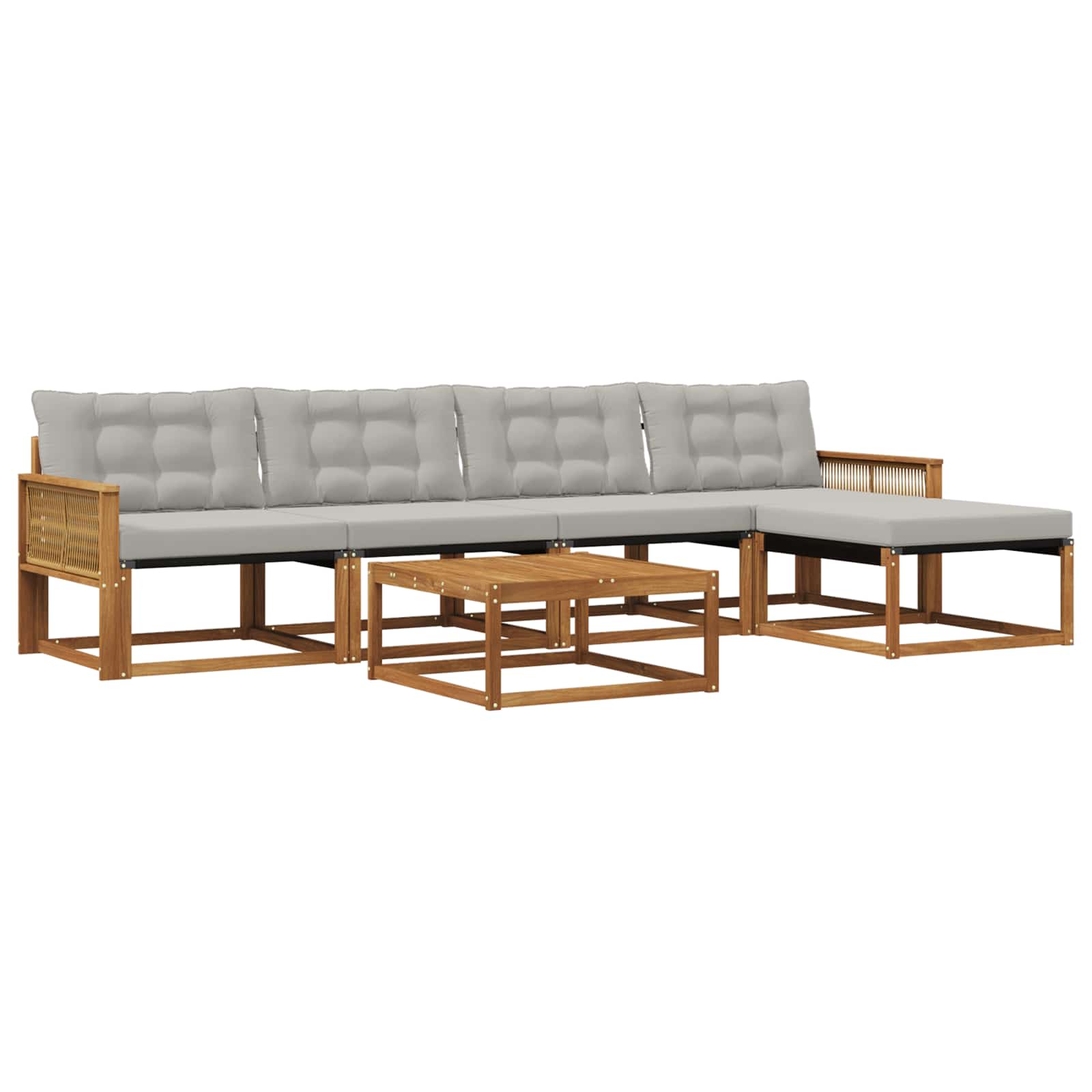 Outdoor-Sofagarnitur mit Kissen 6 pcs Natürlich und Hellgrau