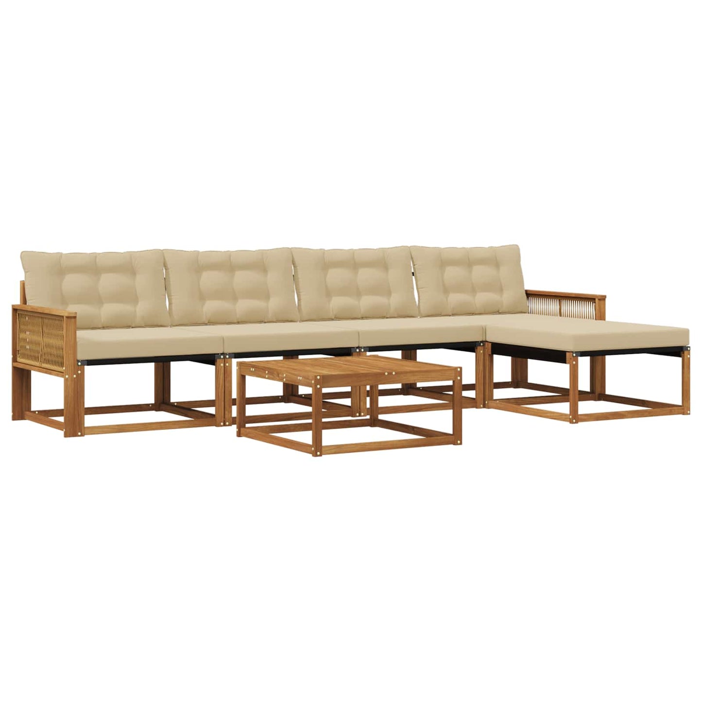 Outdoor-Sofagarnitur mit Kissen 6 pcs Natur und Beige