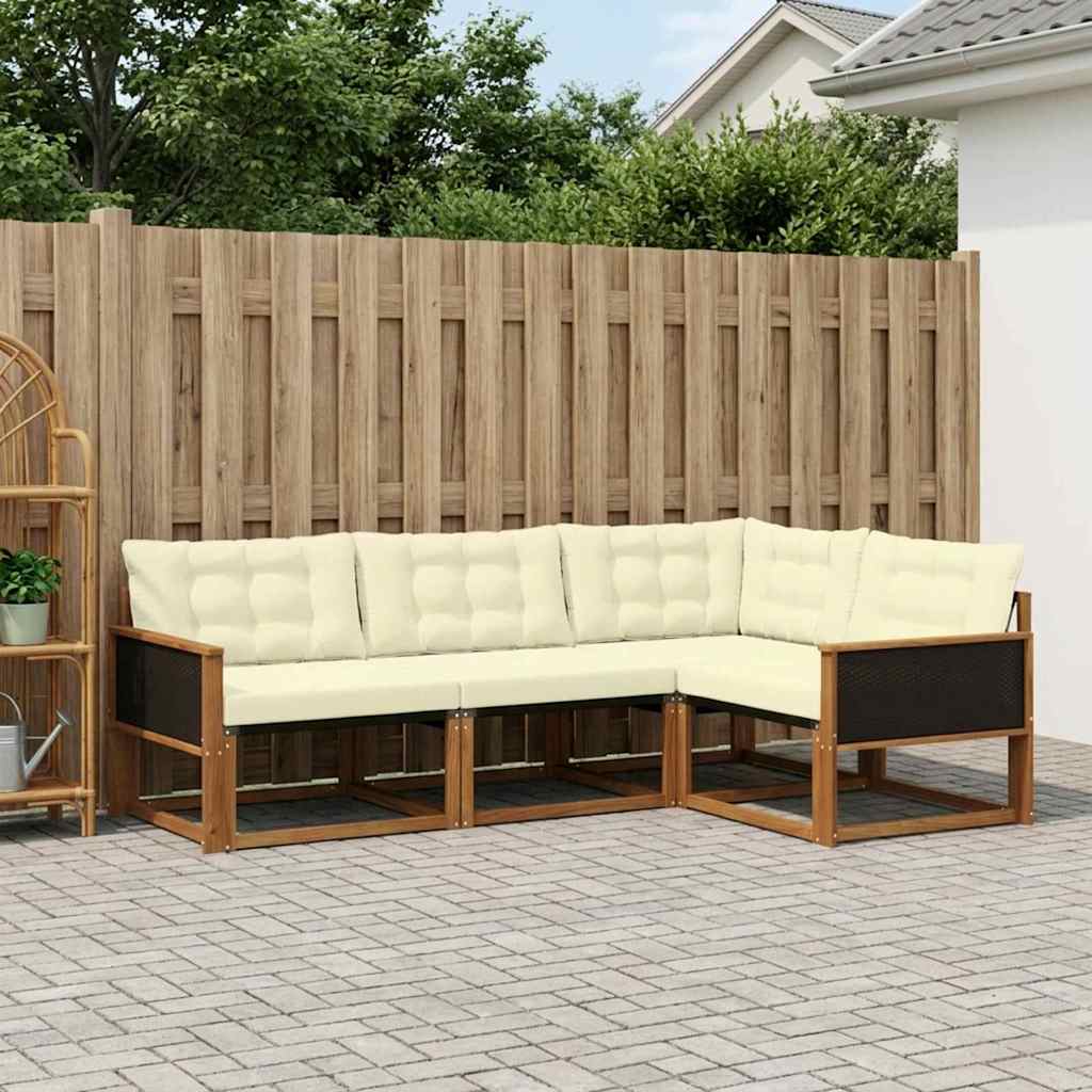 Outdoor-Sofagarnitur mit Kissen 4 pcs Natur und Creme