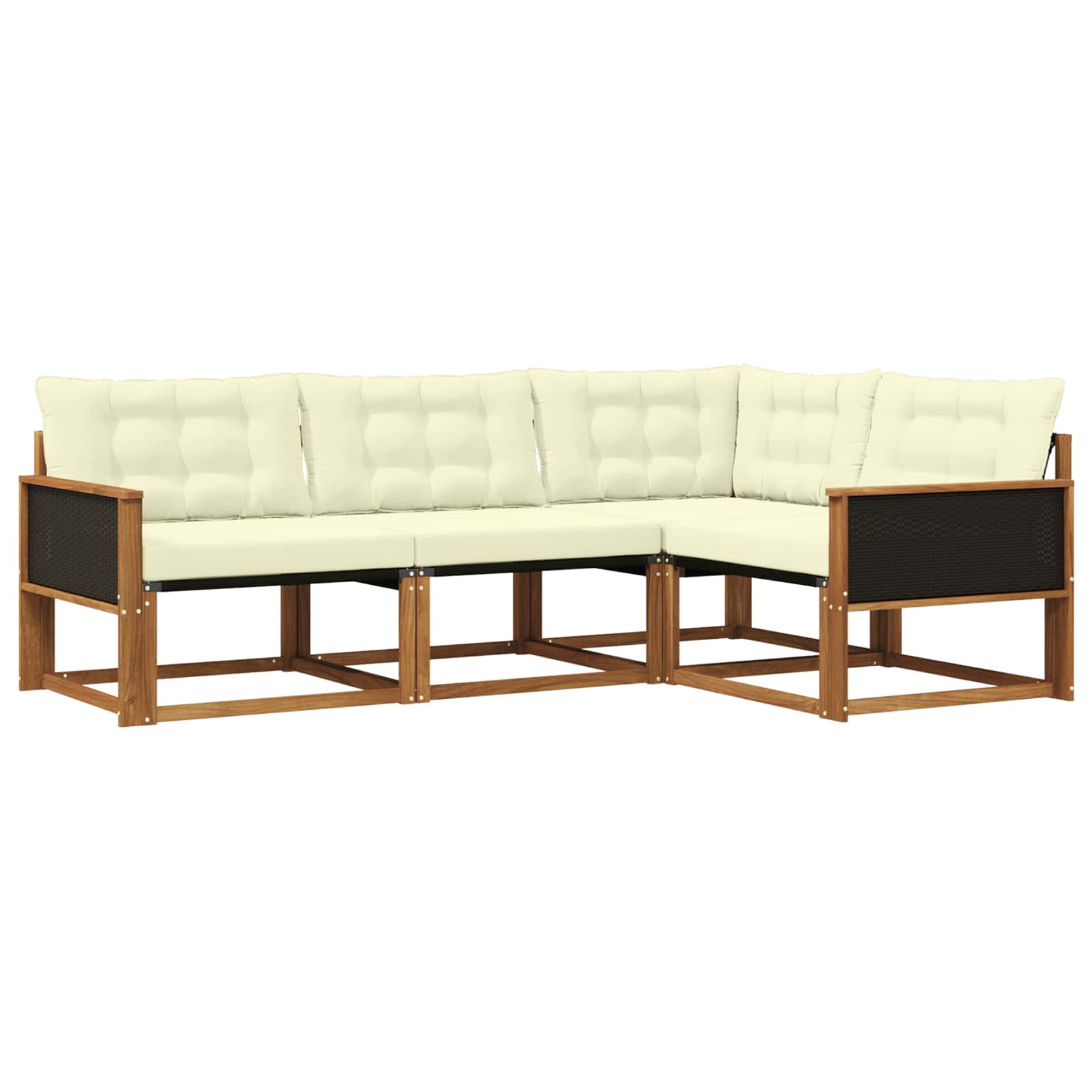 Outdoor-Sofagarnitur mit Kissen 4 pcs Natur und Creme