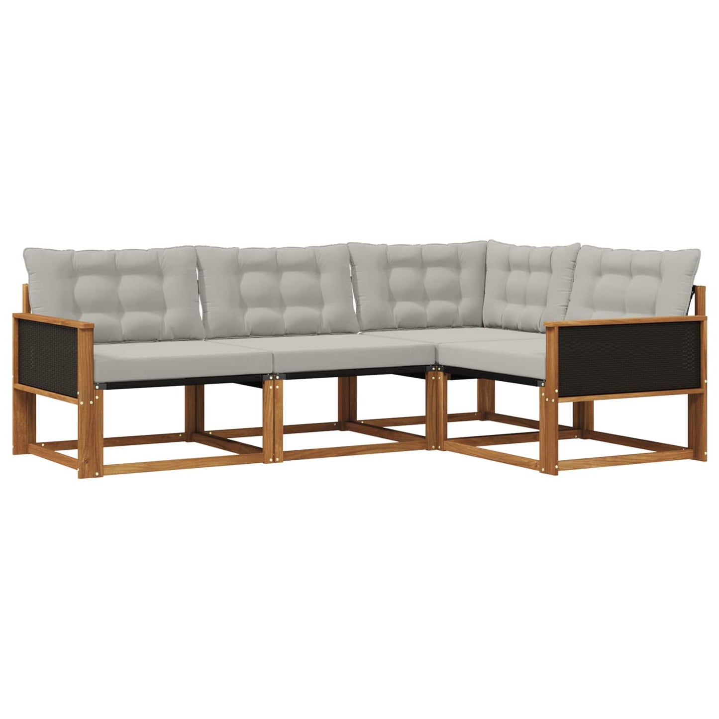 Outdoor-Sofagarnitur mit Kissen 4 pcs Natürlich und Hellgrau