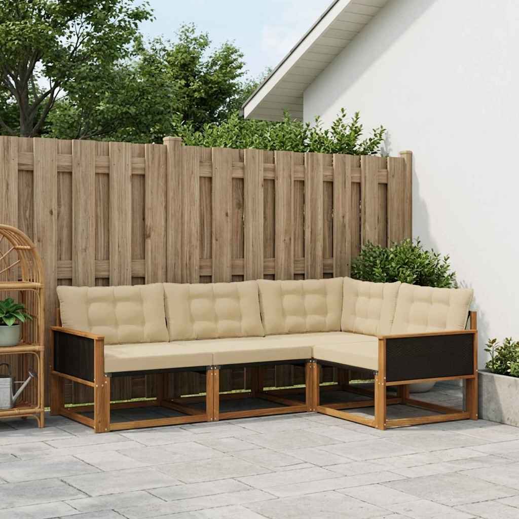 Outdoor-Sofagarnitur 4 stk. Natur und Beige