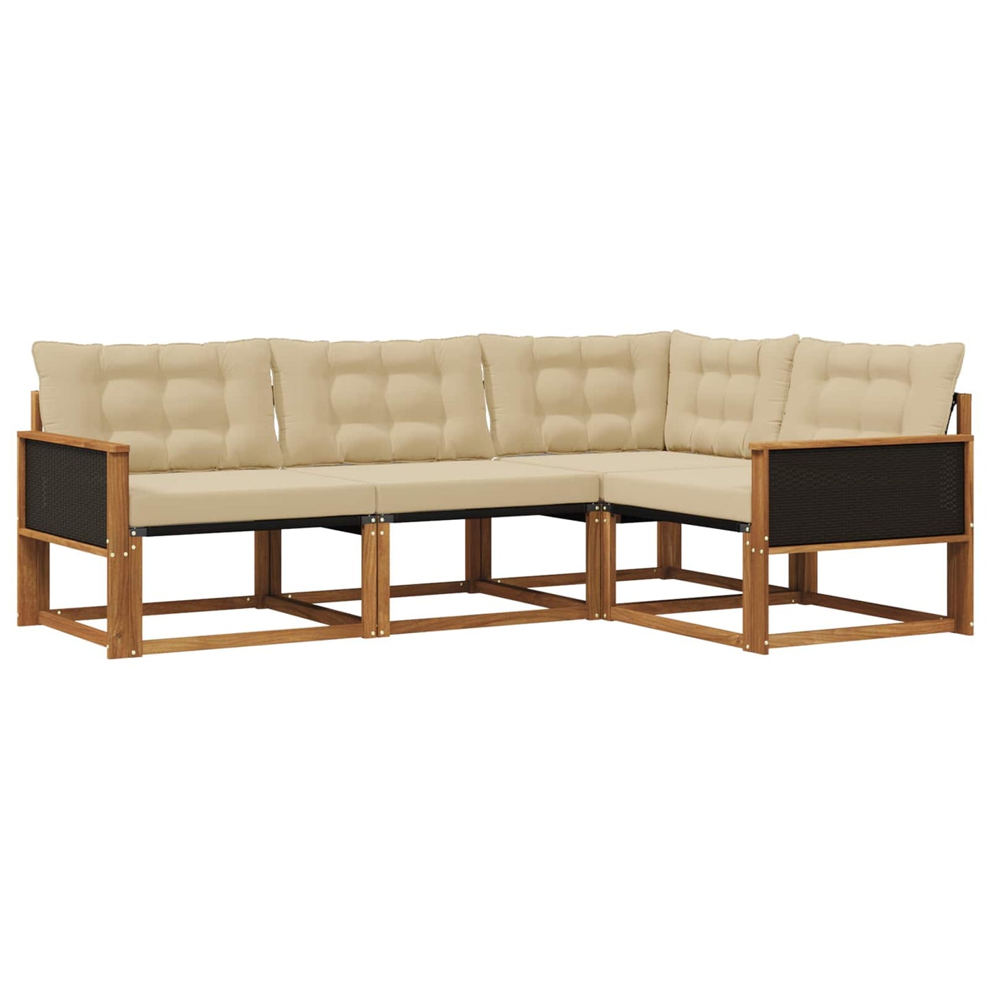 Outdoor-Sofagarnitur 4 stk. Natur und Beige