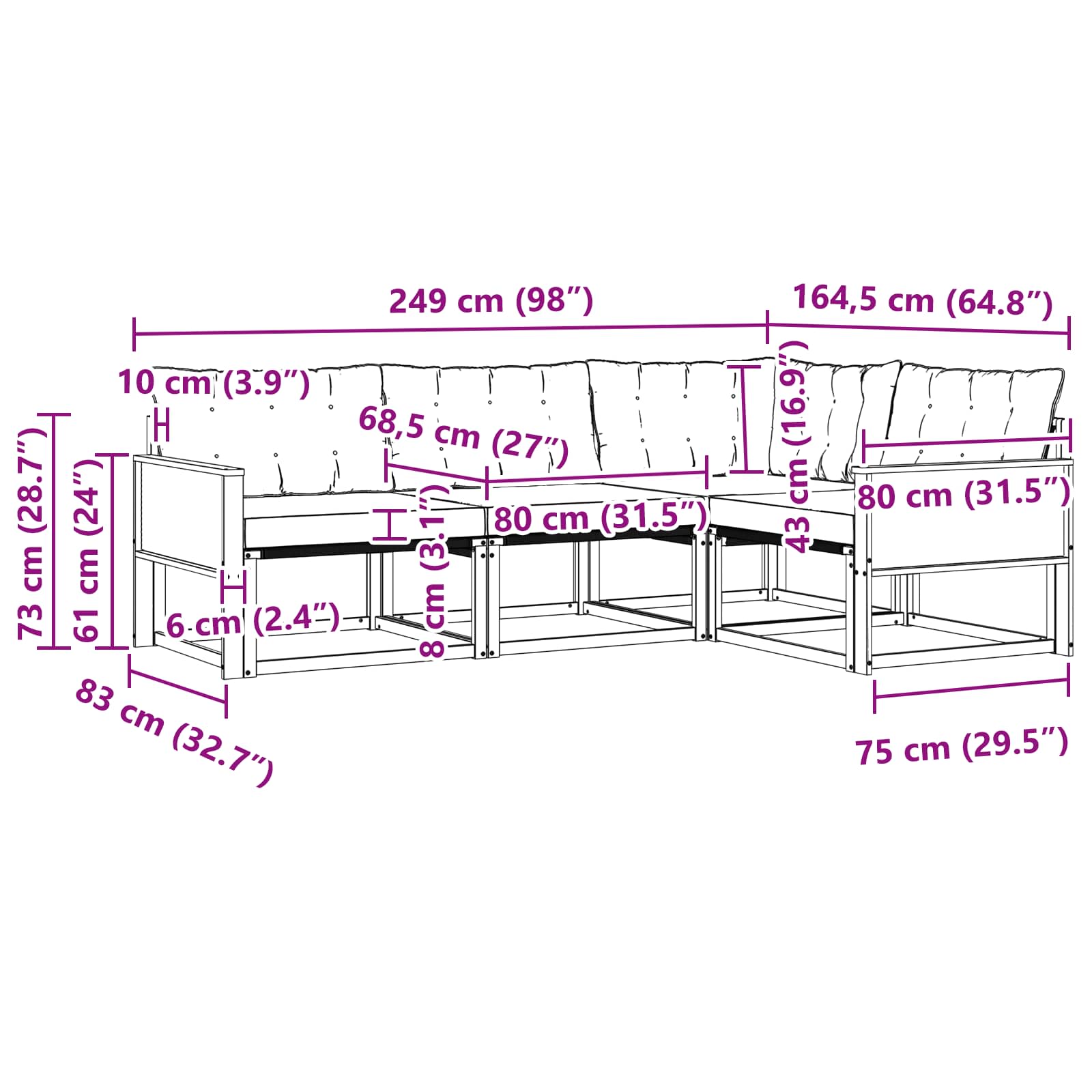 Outdoor-Sofagarnitur 4 stk. Natur und Beige