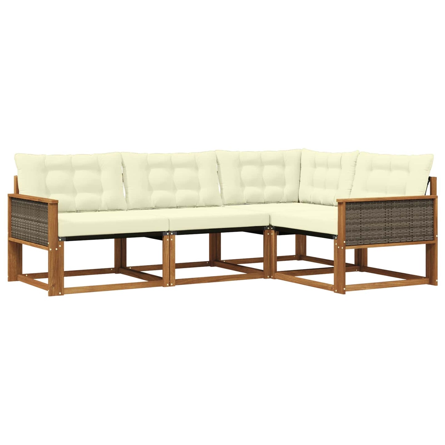 Outdoor-Sofagarnitur mit Kissen 4 pcs Natur und Creme