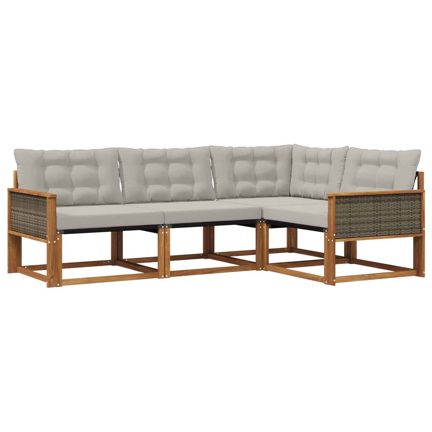 Outdoor-Sofagarnitur mit Kissen 4 pcs Natürlich und Hellgrau
