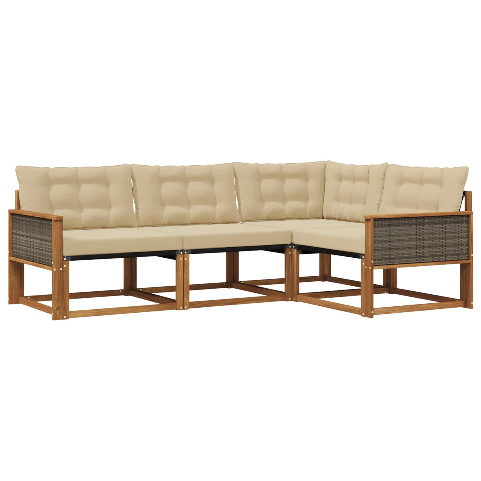 Outdoor-Sofagarnitur mit Kissen 4 pcs Natur und Beige