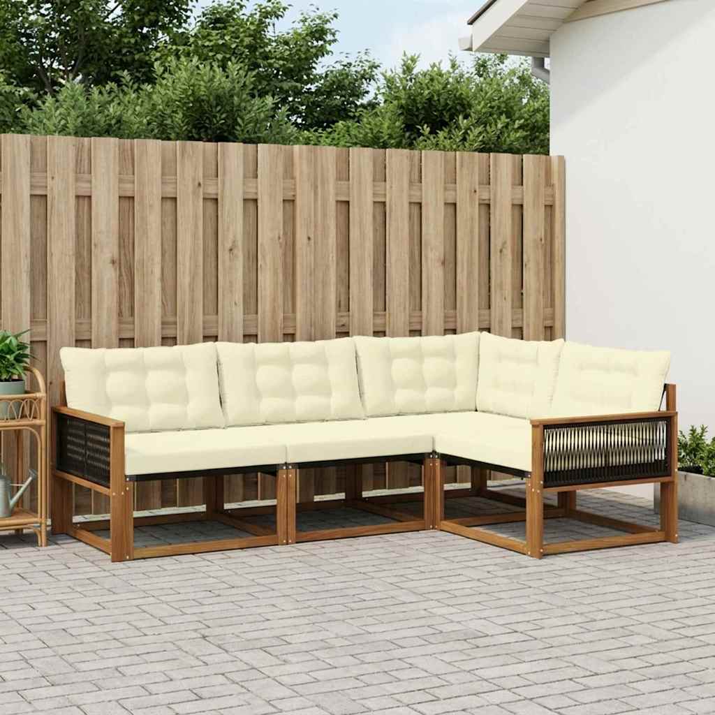 Outdoor-Sofagarnitur 4 stk. Natur und Creme