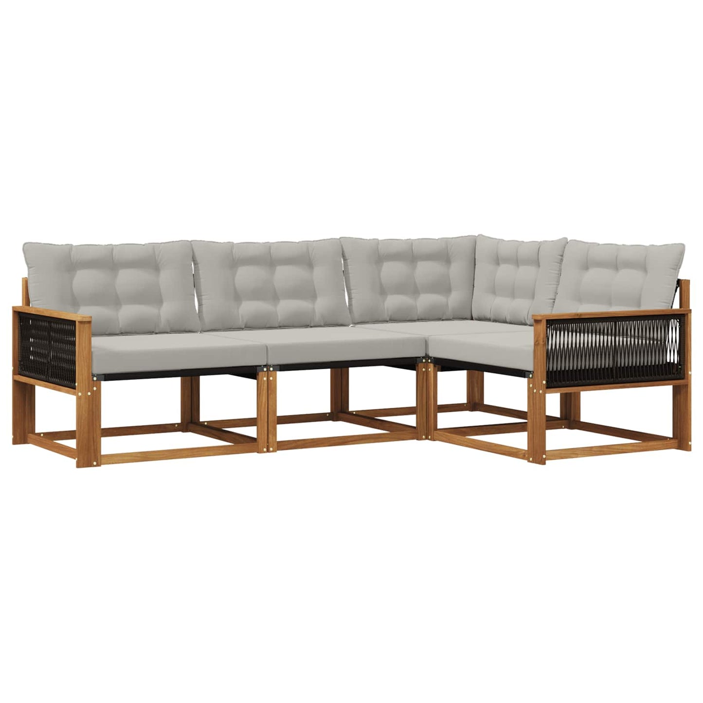 Outdoor-Sofagarnitur mit Kissen 4 pcs Natürlich und Hellgrau