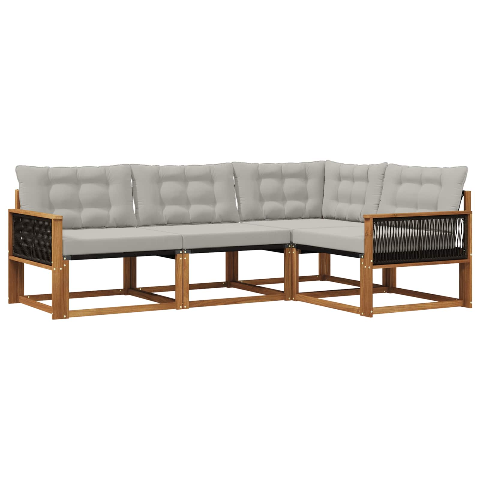 Outdoor-Sofagarnitur mit Kissen 4 pcs Natürlich und Hellgrau
