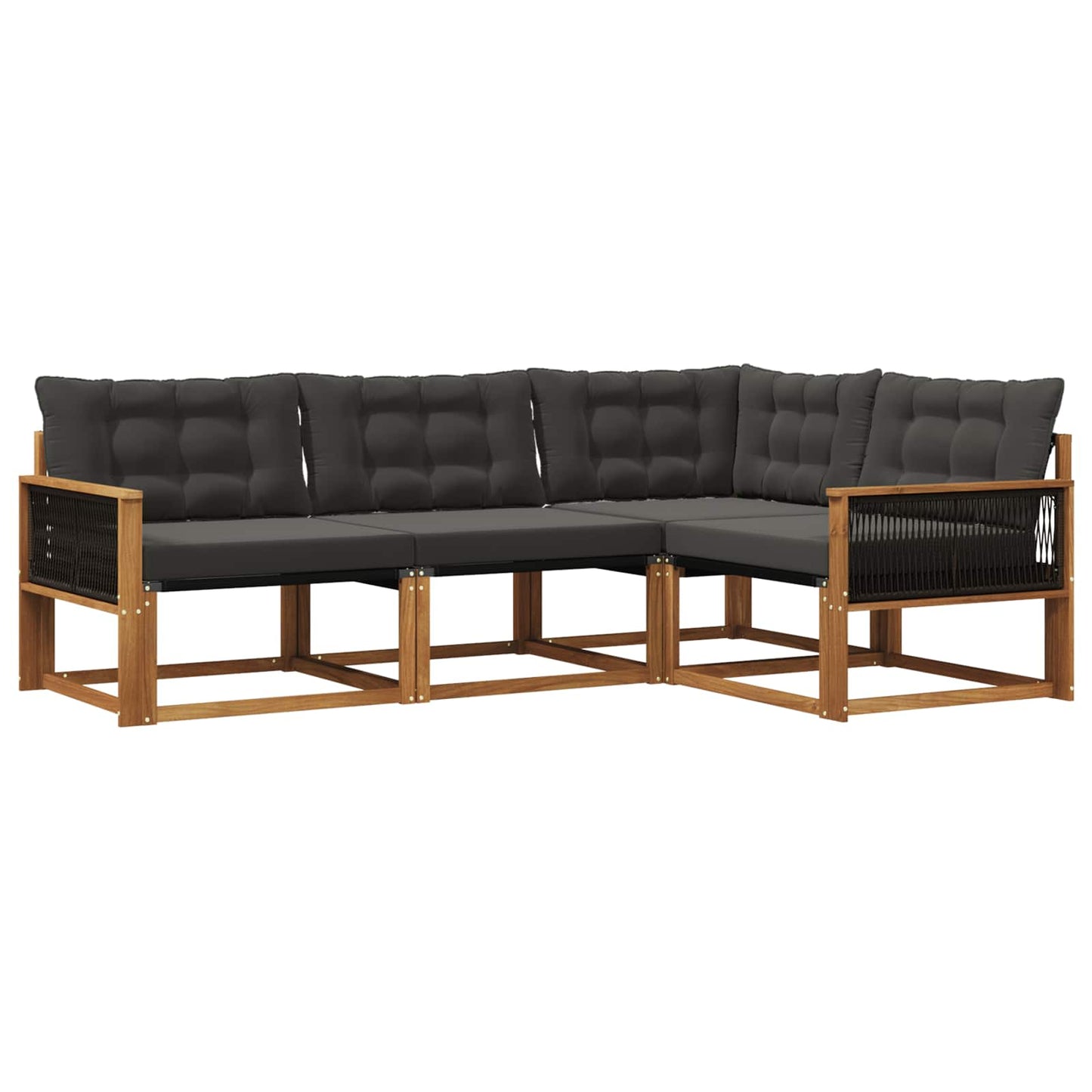 Outdoor-Sofagarnitur mit Kissen 4 pcs Natürlich und Schwarz