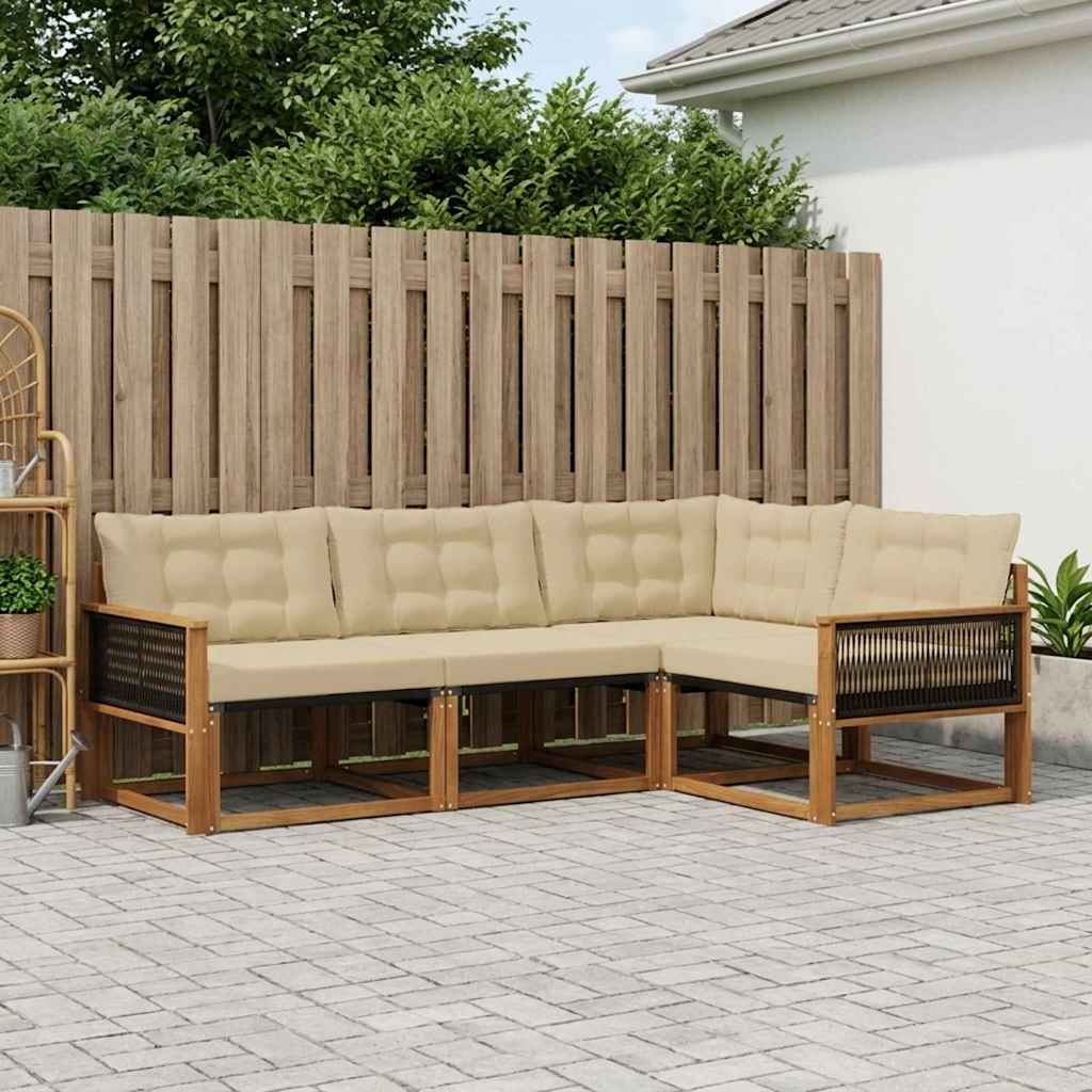 Outdoor-Sofagarnitur mit Kissen 4 pcs Natur und Beige
