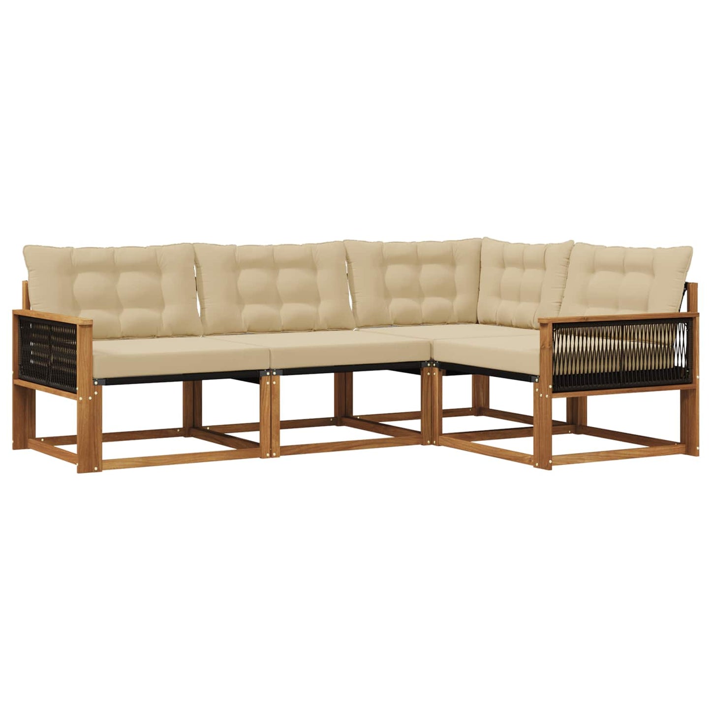 Outdoor-Sofagarnitur mit Kissen 4 pcs Natur und Beige