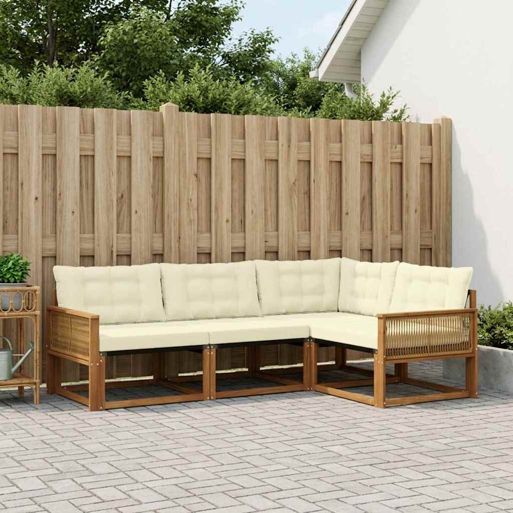 Outdoor-Sofagarnitur 4 stk. Natur und Creme