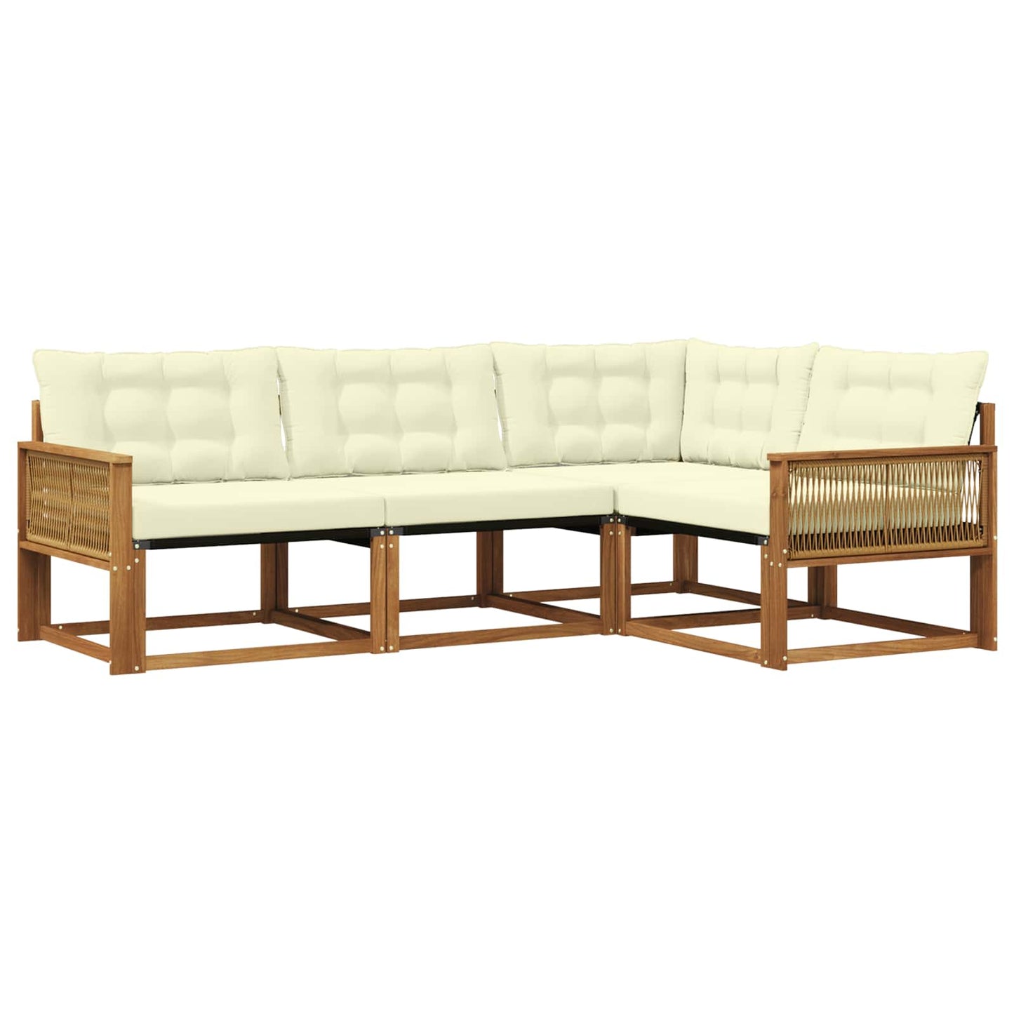 Outdoor-Sofagarnitur 4 stk. Natur und Creme