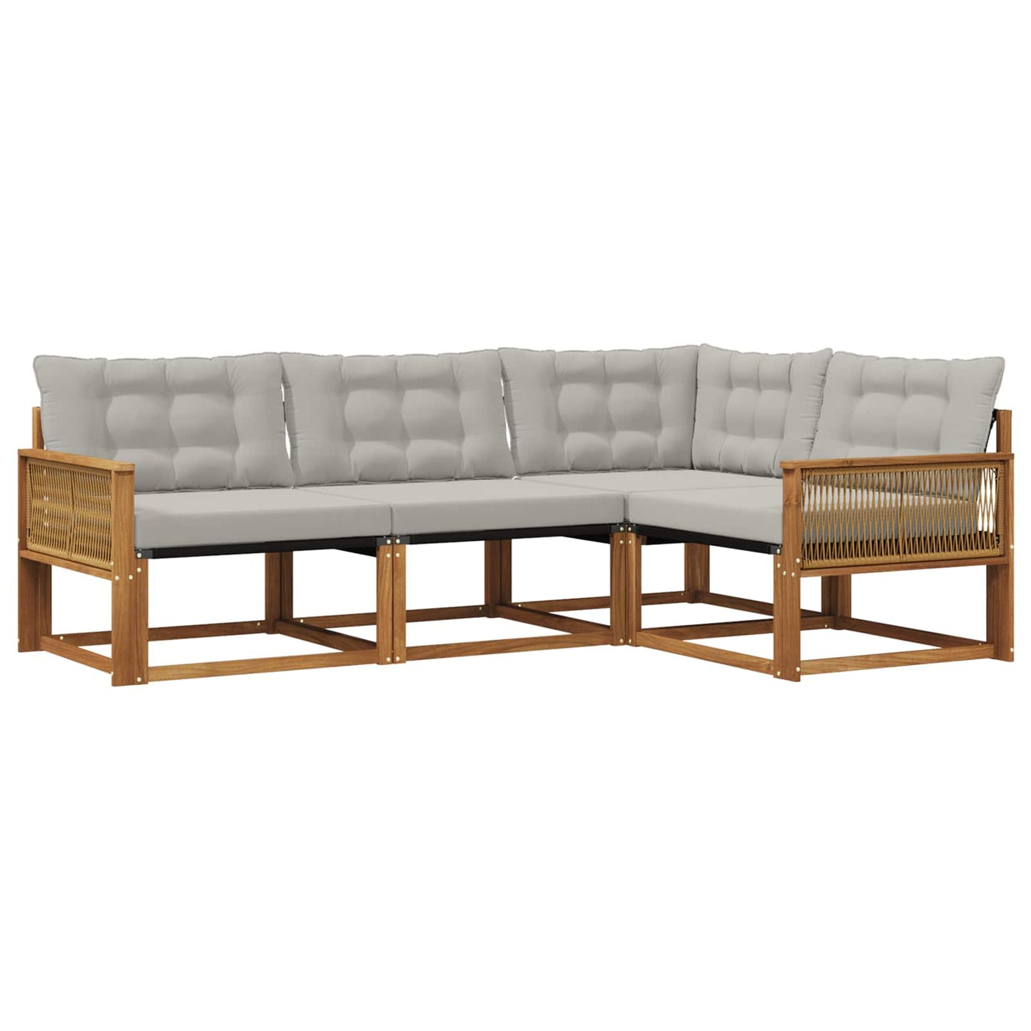 Outdoor-Sofagarnitur mit Kissen 4 pcs Natürlich und Hellgrau