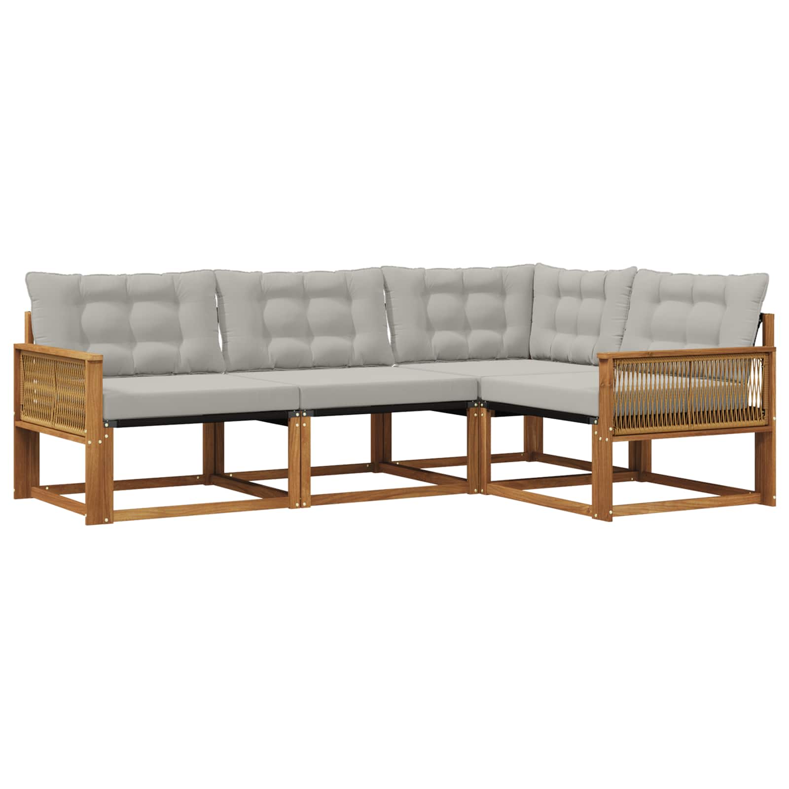 Outdoor-Sofagarnitur mit Kissen 4 pcs Natürlich und Hellgrau