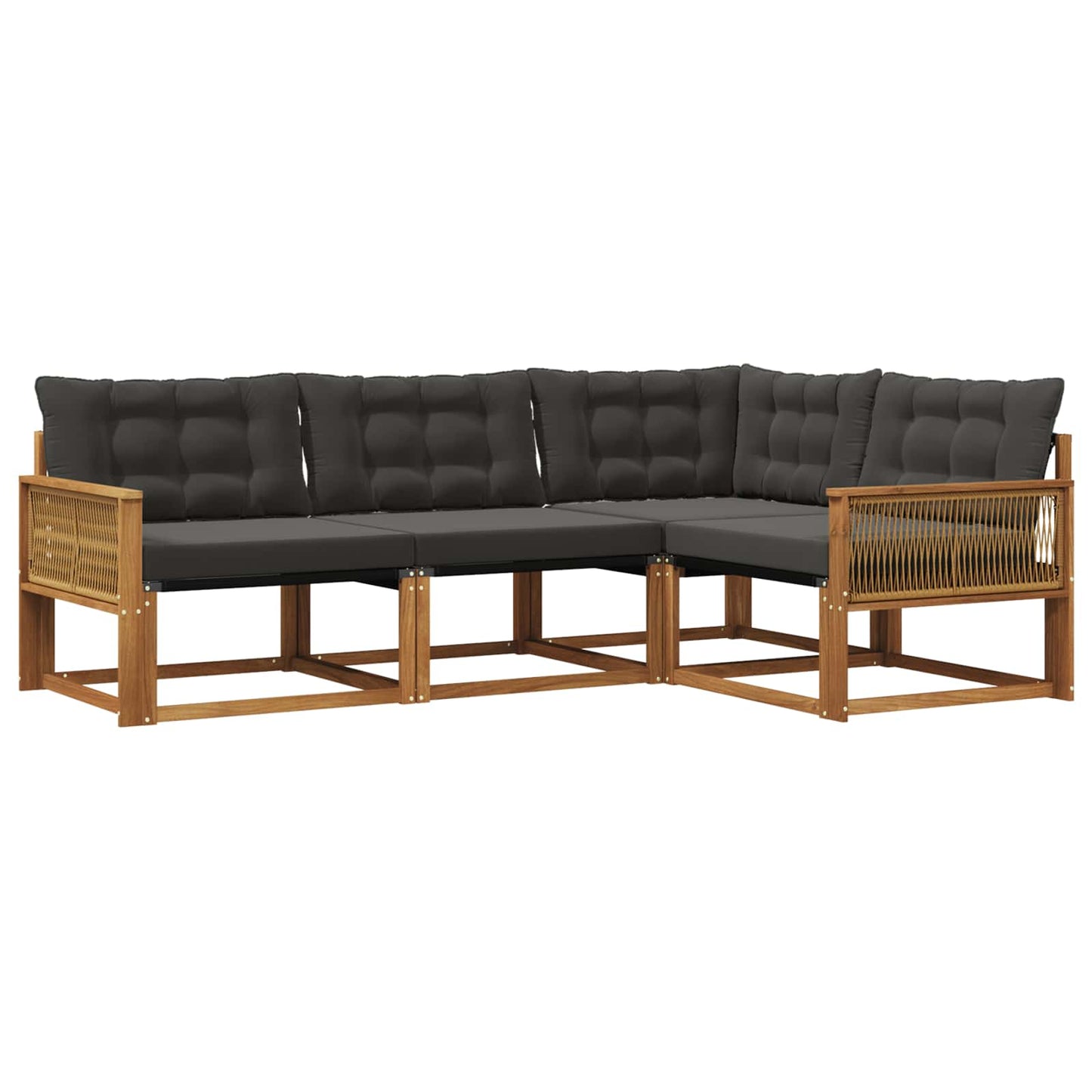 Outdoor-Sofagarnitur mit Kissen 4 pcs Natürlich und Schwarz