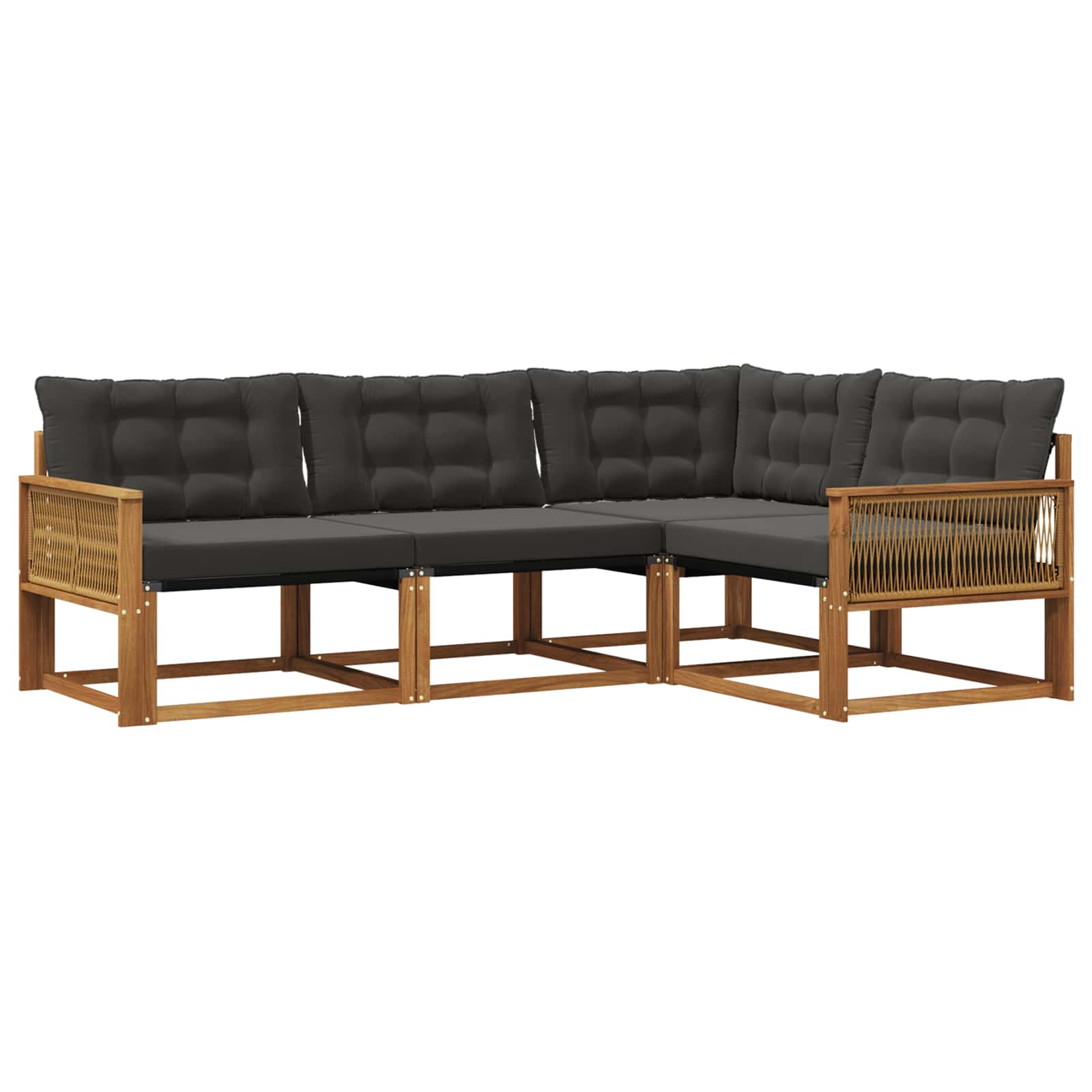 Outdoor-Sofagarnitur mit Kissen 4 pcs Natürlich und Schwarz