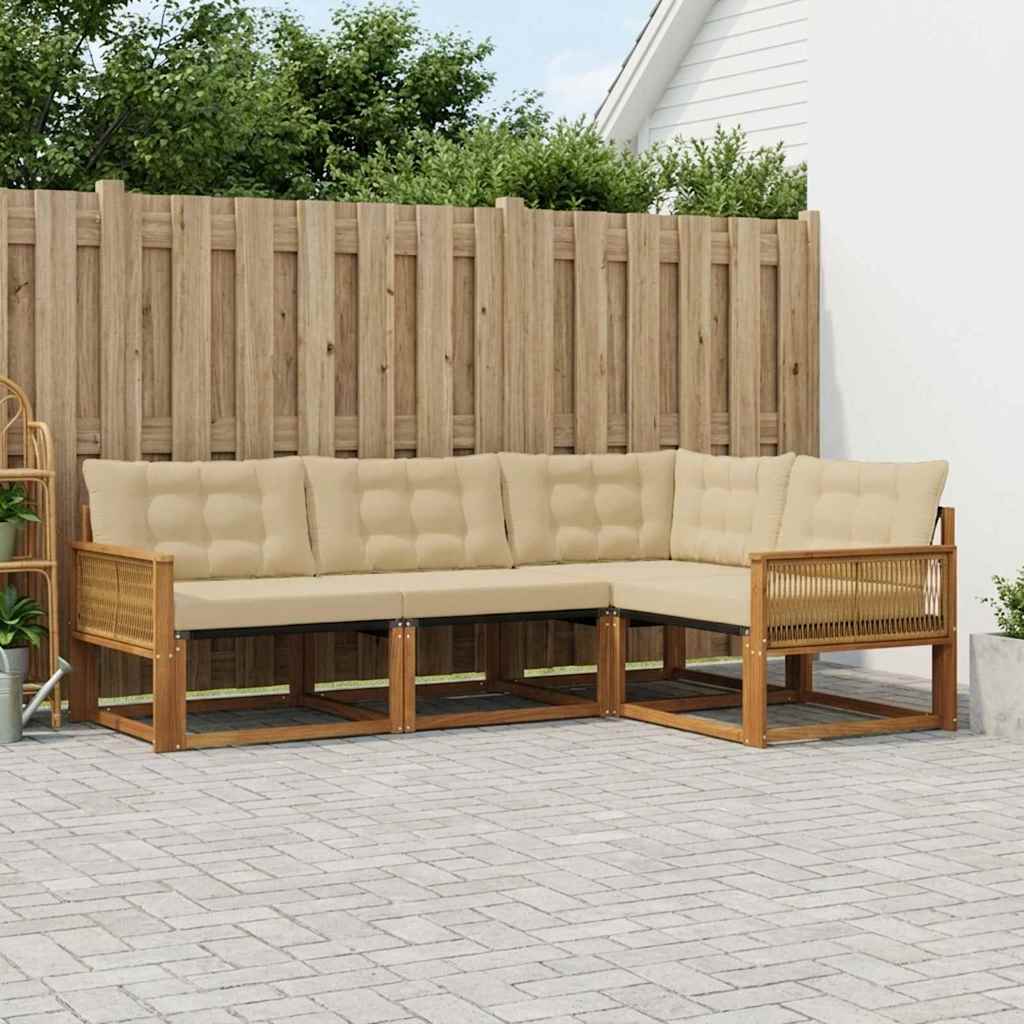 Outdoor-Sofagarnitur mit Kissen 4 pcs Natur und Beige