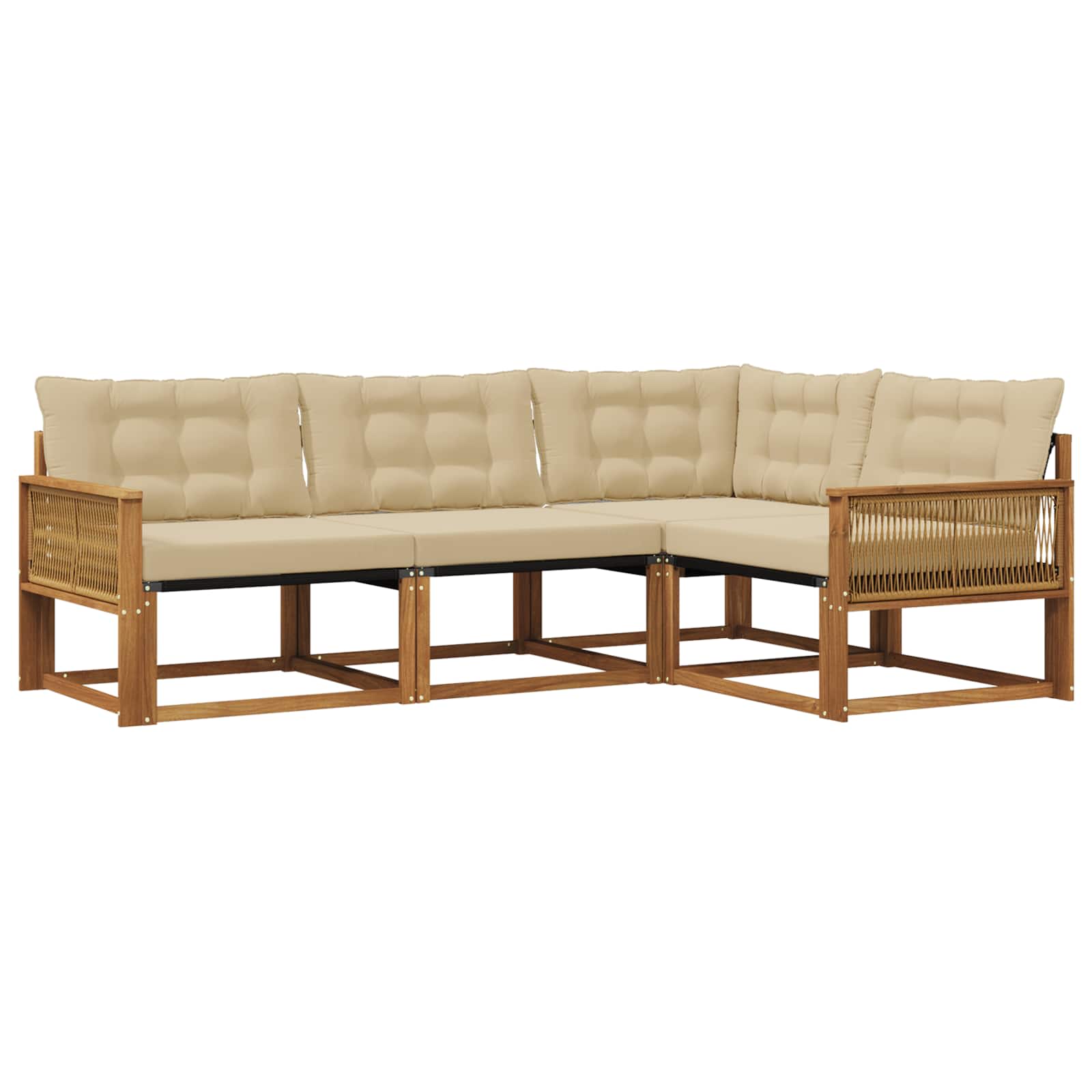 Outdoor-Sofagarnitur mit Kissen 4 pcs Natur und Beige