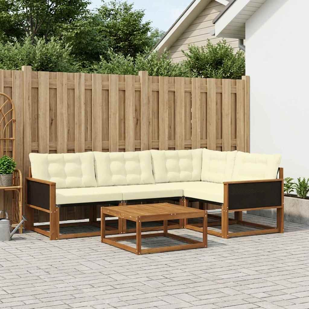 Outdoor-Sofagarnitur mit Kissen 5 pcs Natur und Creme