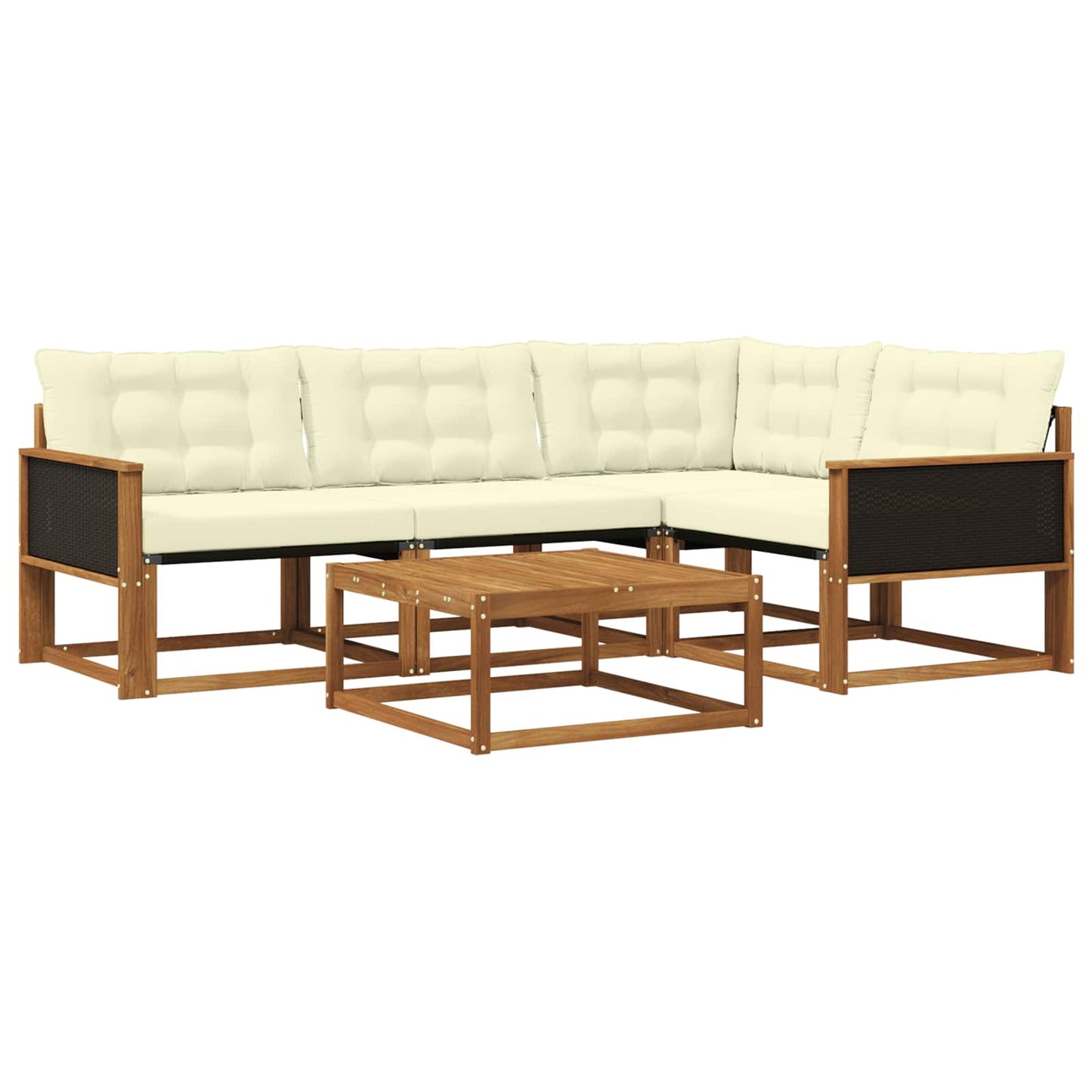Outdoor-Sofagarnitur mit Kissen 5 pcs Natur und Creme