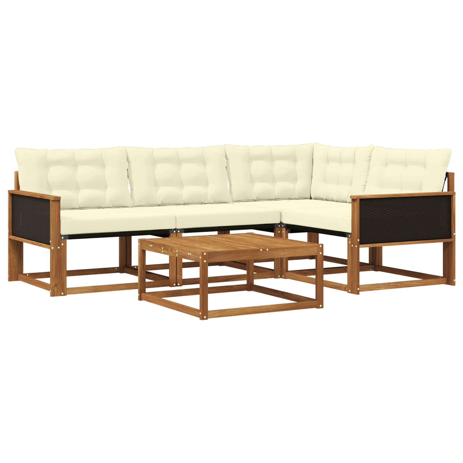 Outdoor-Sofagarnitur mit Kissen 5 pcs Natur und Creme