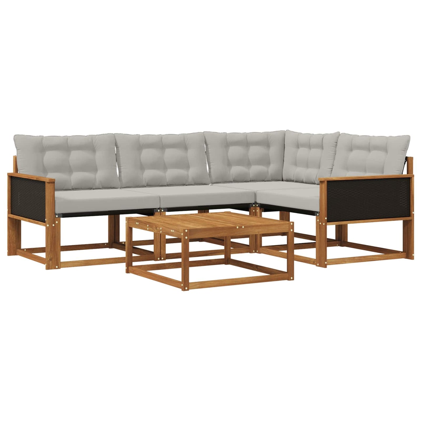 Outdoor-Sofagarnitur mit Kissen 5 pcs Natürlich und Hellgrau
