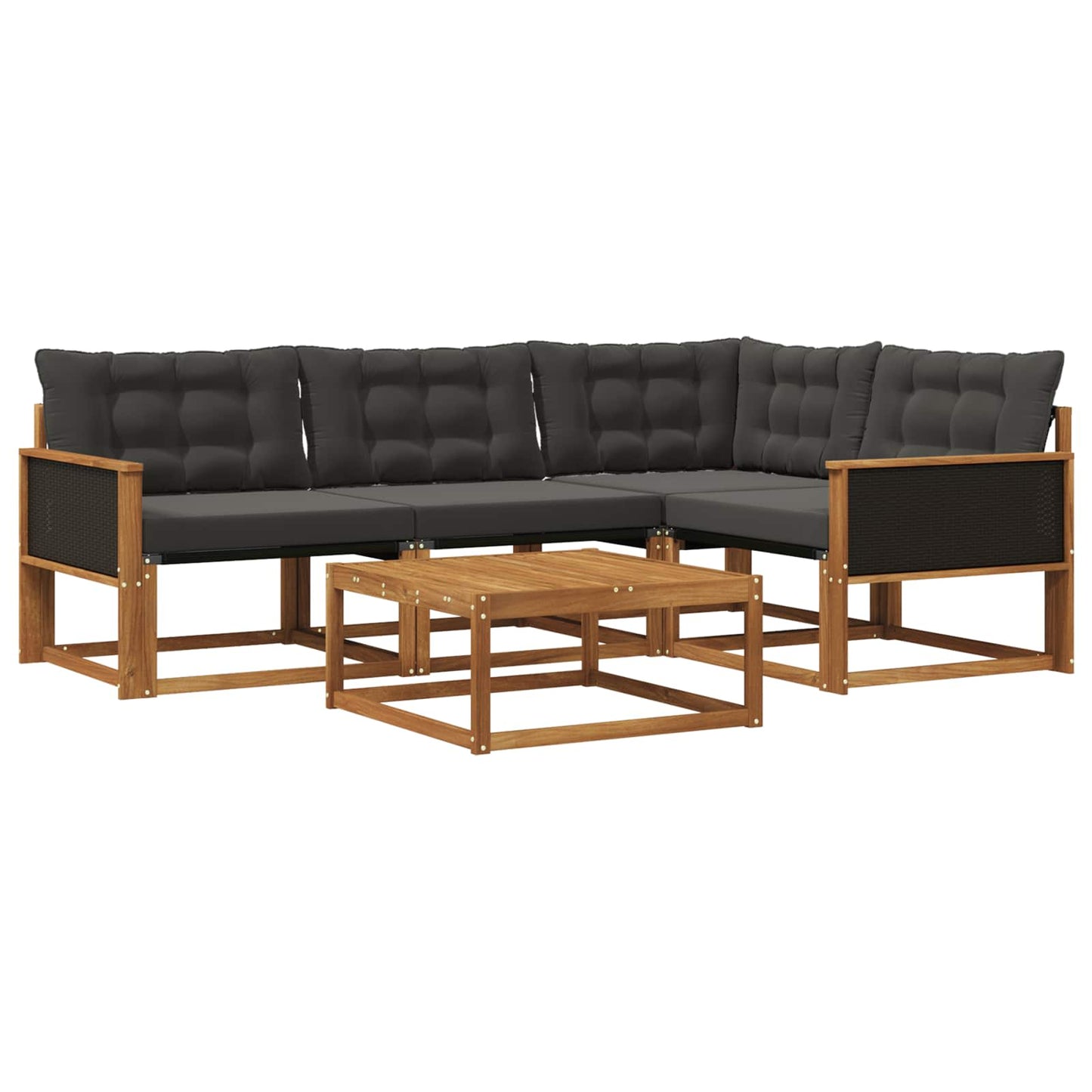 Outdoor-Sofagarnitur mit Kissen 5 pcs Natürlich und Schwarz