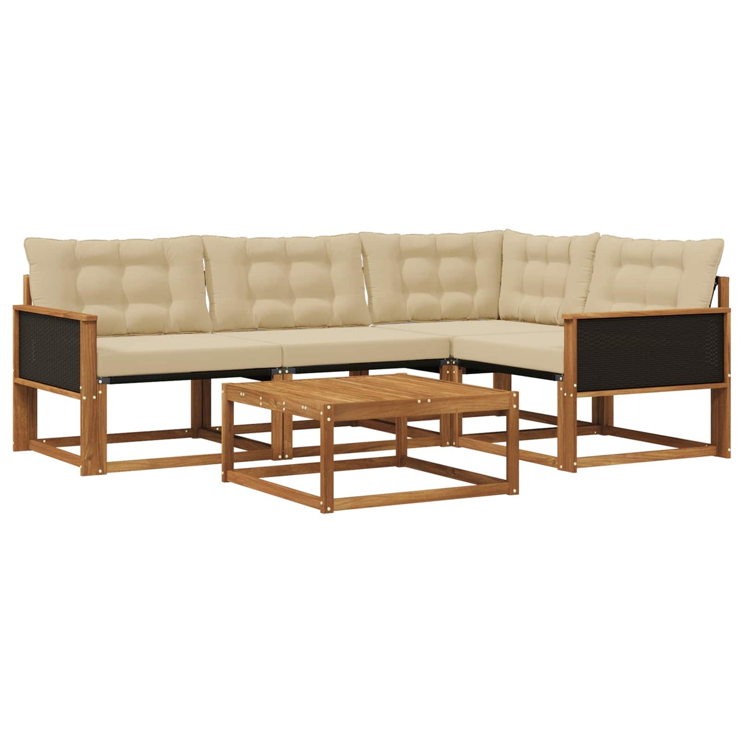 Outdoor-Sofagarnitur mit Kissen 5 pcs Natur und Beige