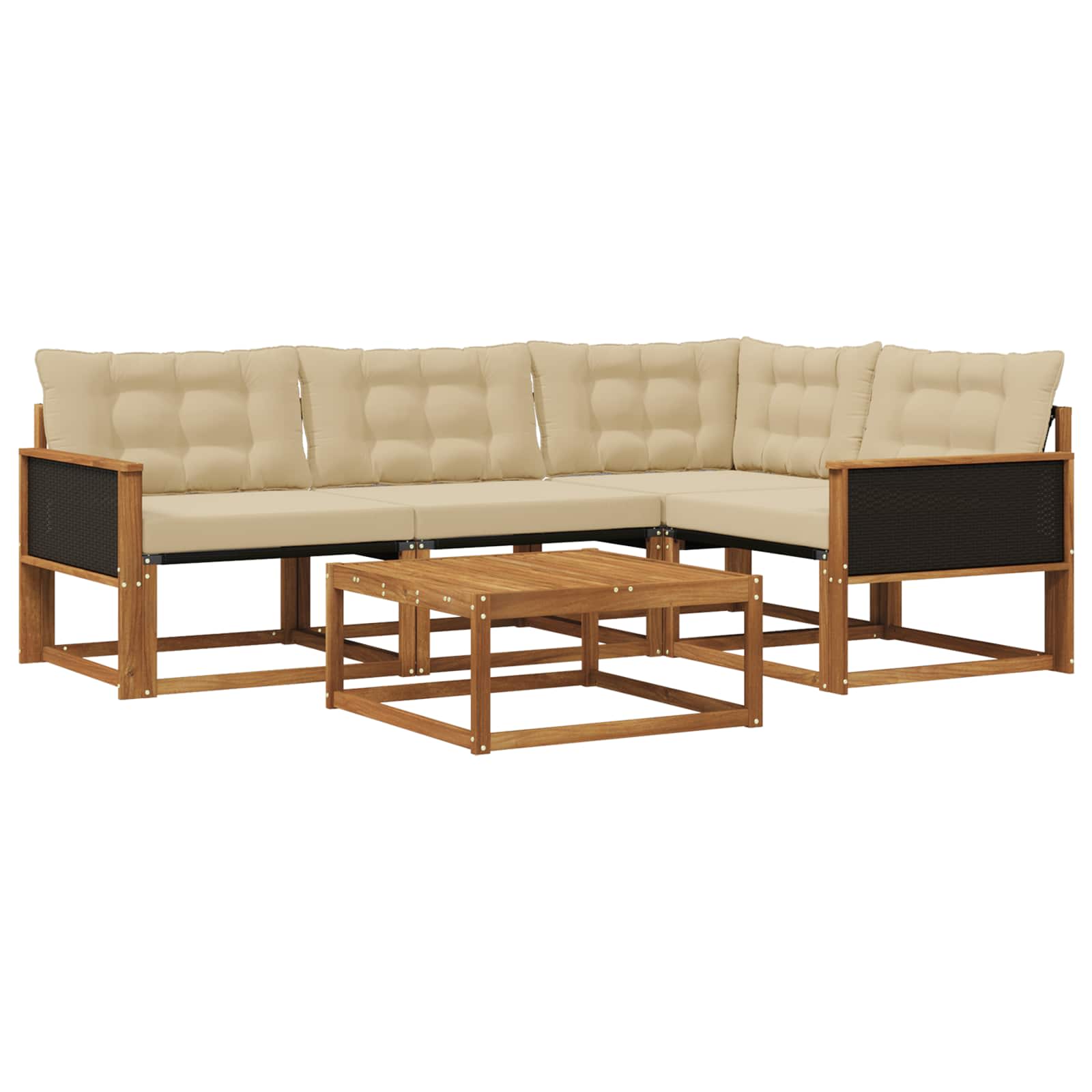 Outdoor-Sofagarnitur mit Kissen 5 pcs Natur und Beige