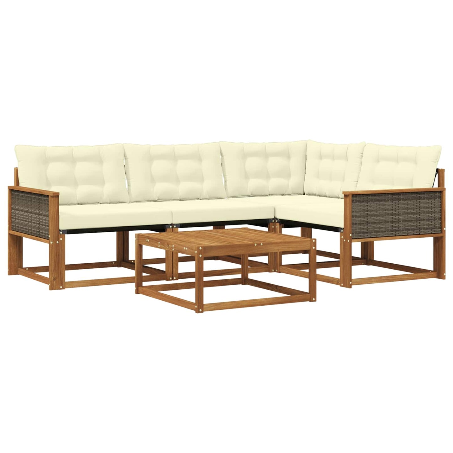 Outdoor-Sofagarnitur mit Kissen 5 pcs Natur und Creme