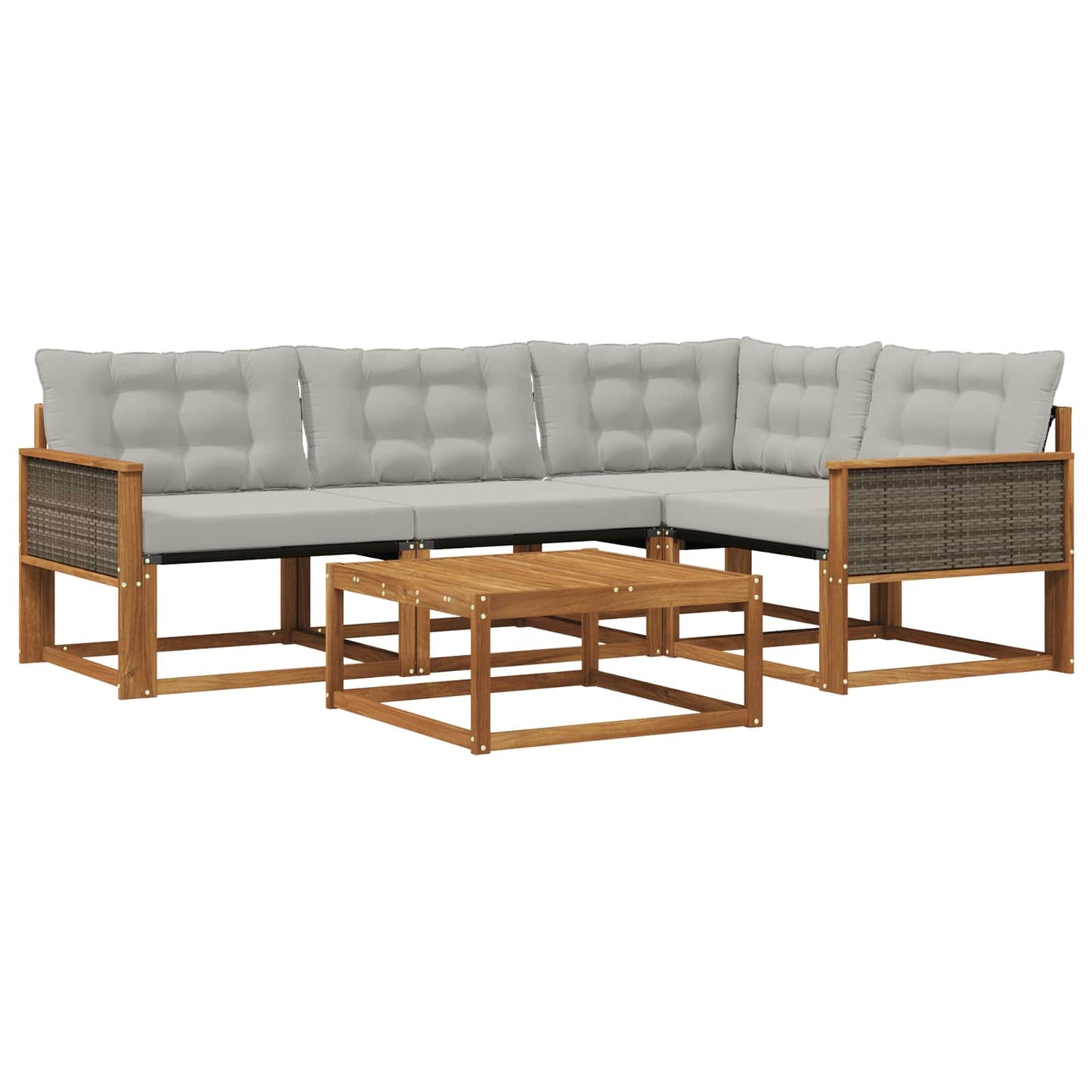Outdoor-Sofagarnitur mit Kissen 5 pcs Natürlich und Hellgrau