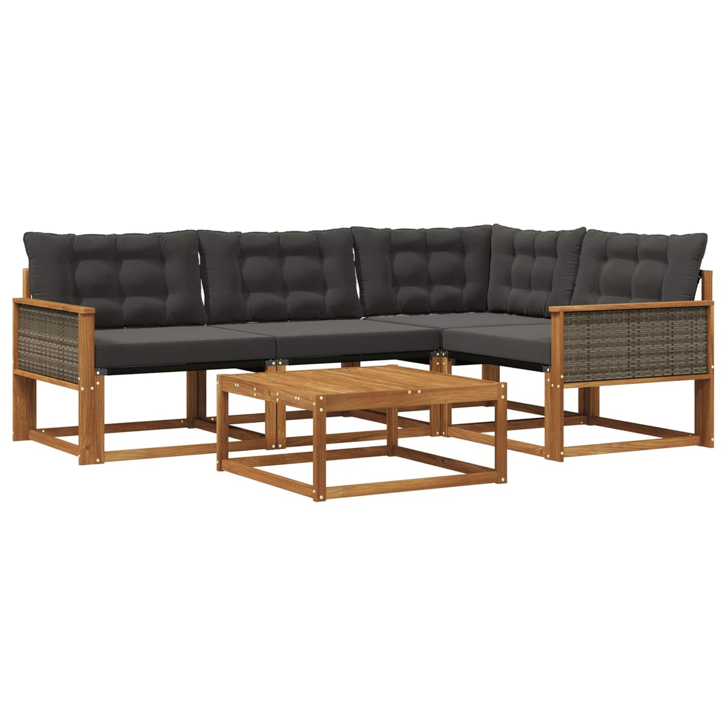 Outdoor-Sofagarnitur mit Kissen 5 pcs Natürlich und Schwarz