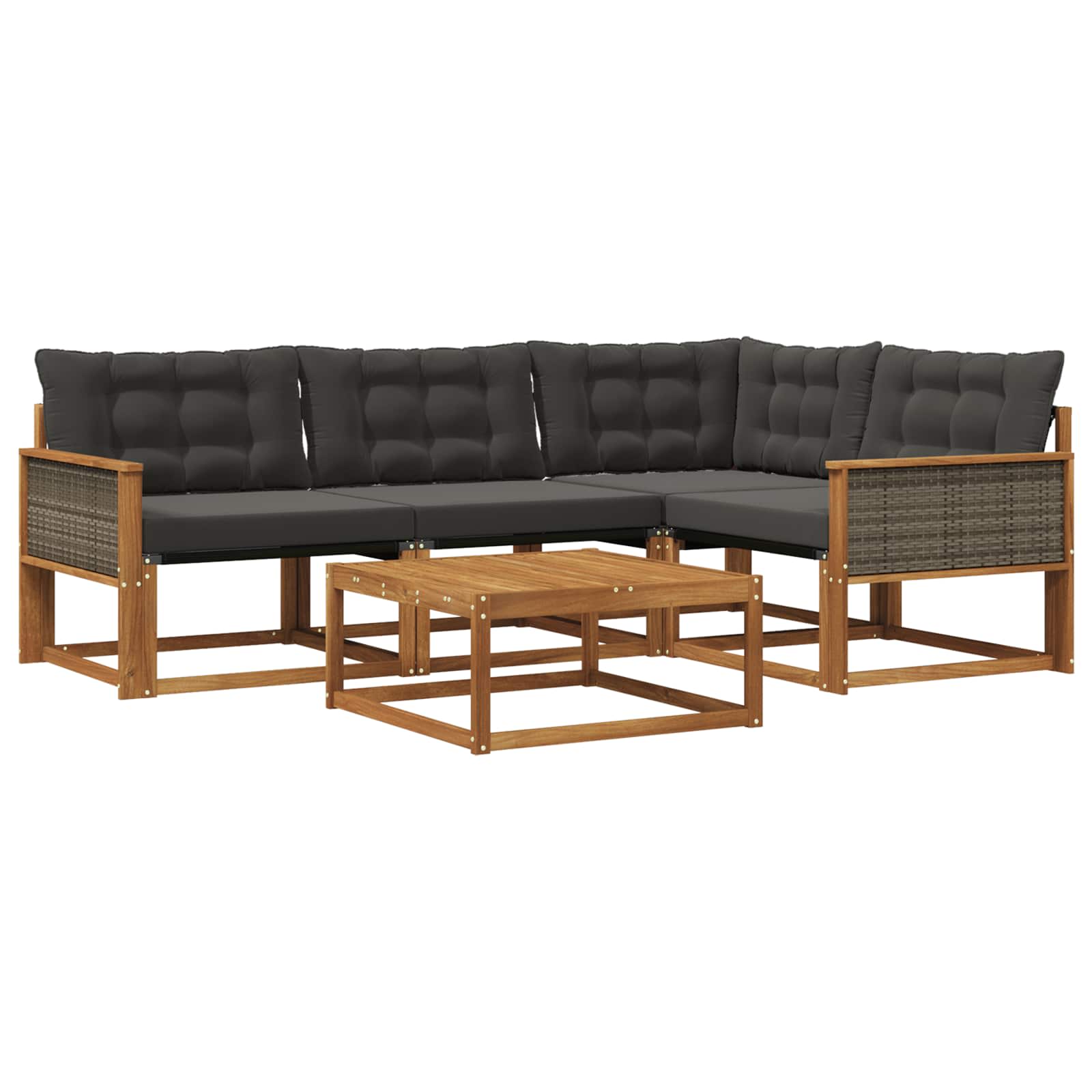 Outdoor-Sofagarnitur mit Kissen 5 pcs Natürlich und Schwarz