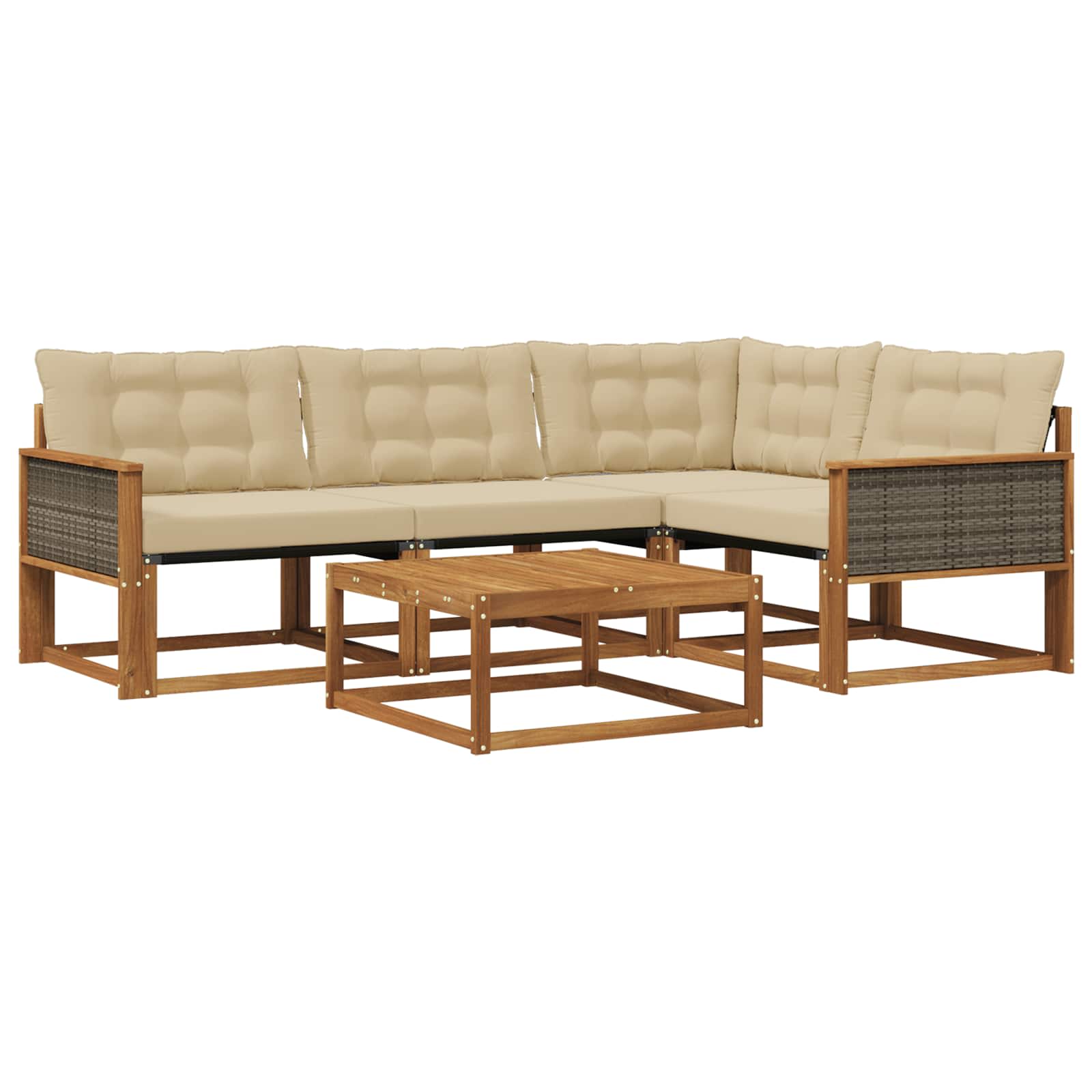 Outdoor-Sofagarnitur mit Kissen 5 pcs Natur und Beige