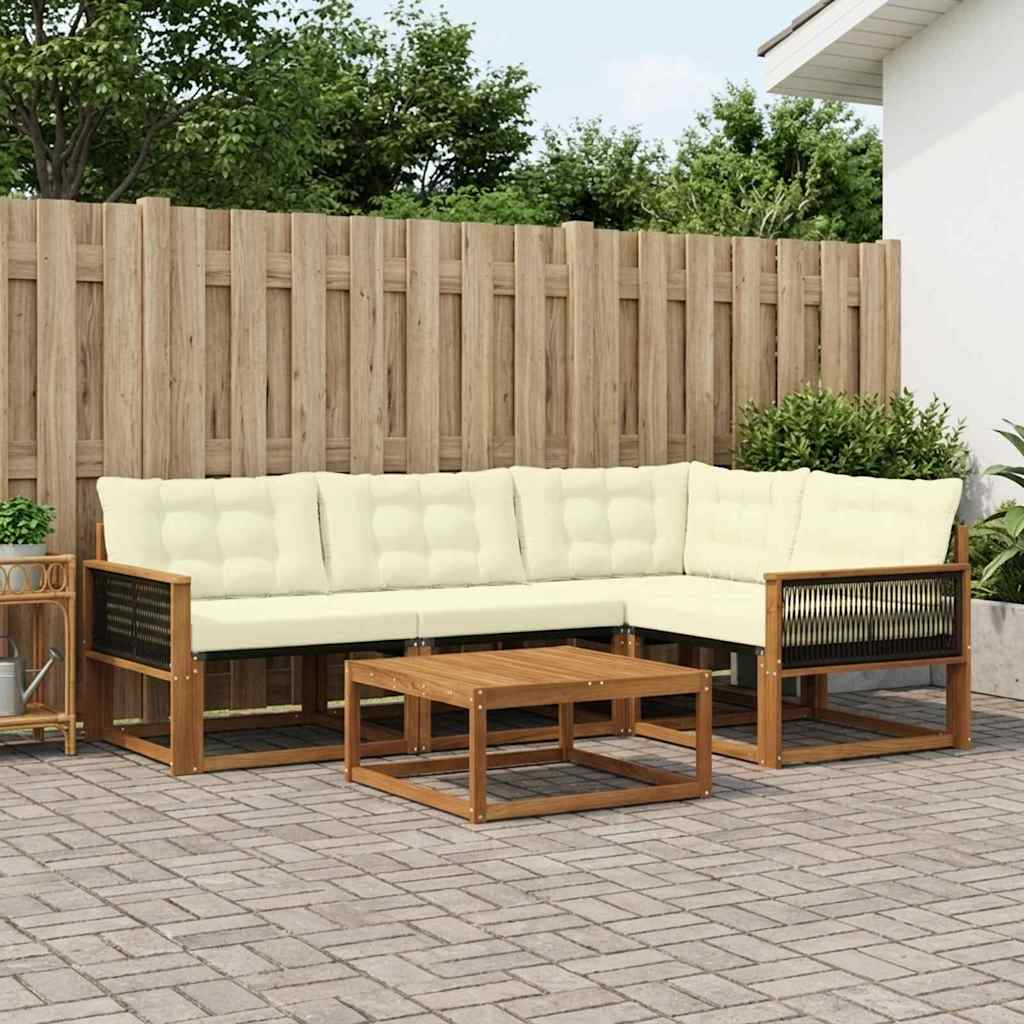 Outdoor-Sofagarnitur mit Kissen 5 pcs Natur und Creme