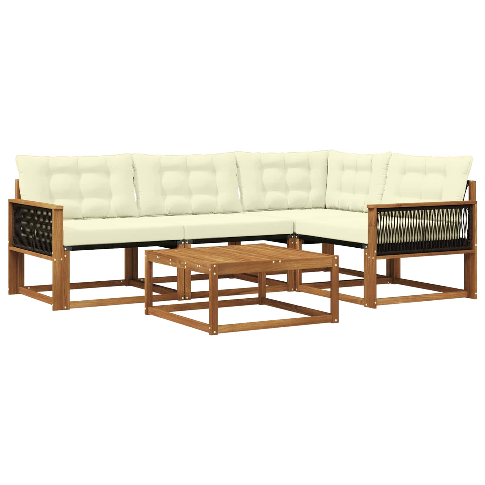 Outdoor-Sofagarnitur mit Kissen 5 pcs Natur und Creme
