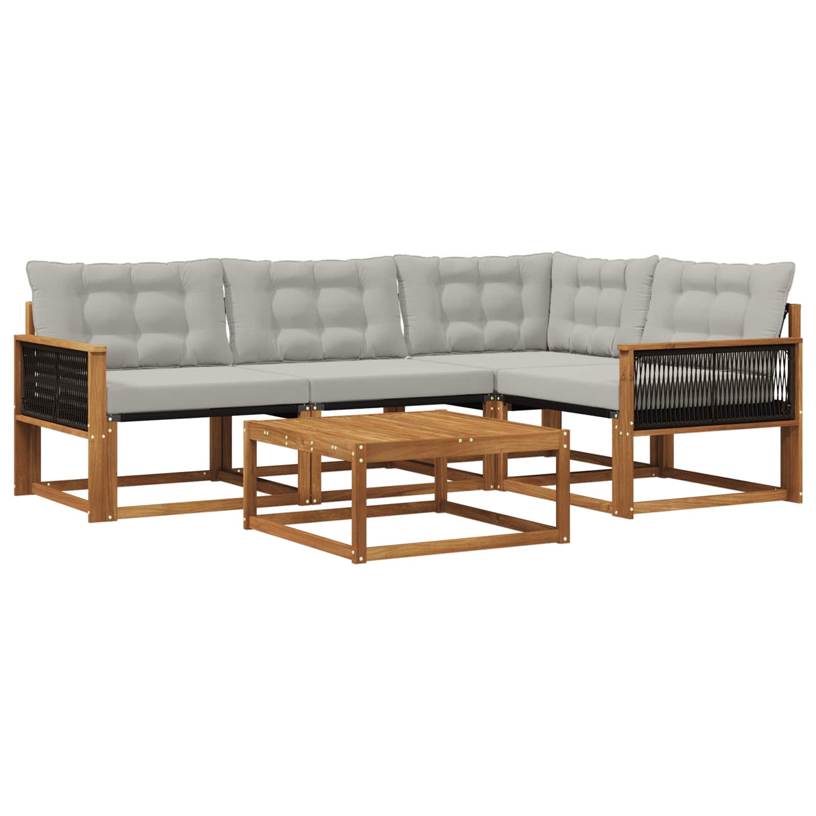 Outdoor-Sofagarnitur mit Kissen 5 pcs Natürlich und Hellgrau