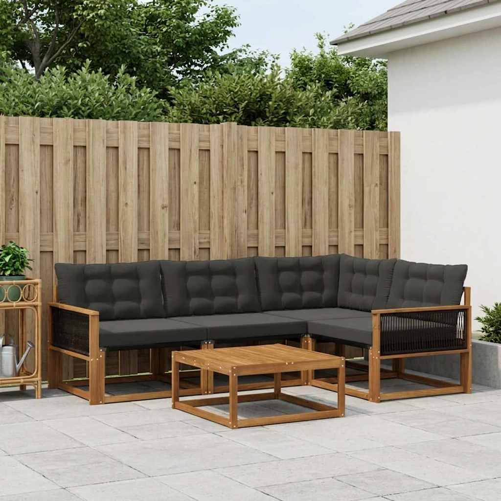 Outdoor-Sofagarnitur mit Kissen 5 pcs Natürlich und Schwarz