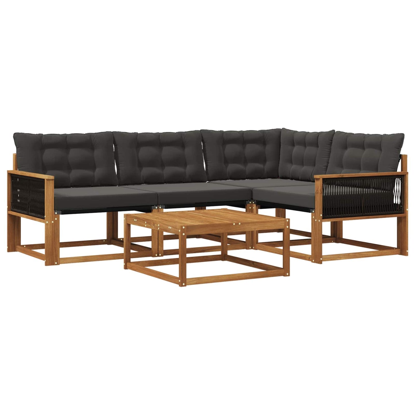 Outdoor-Sofagarnitur mit Kissen 5 pcs Natürlich und Schwarz